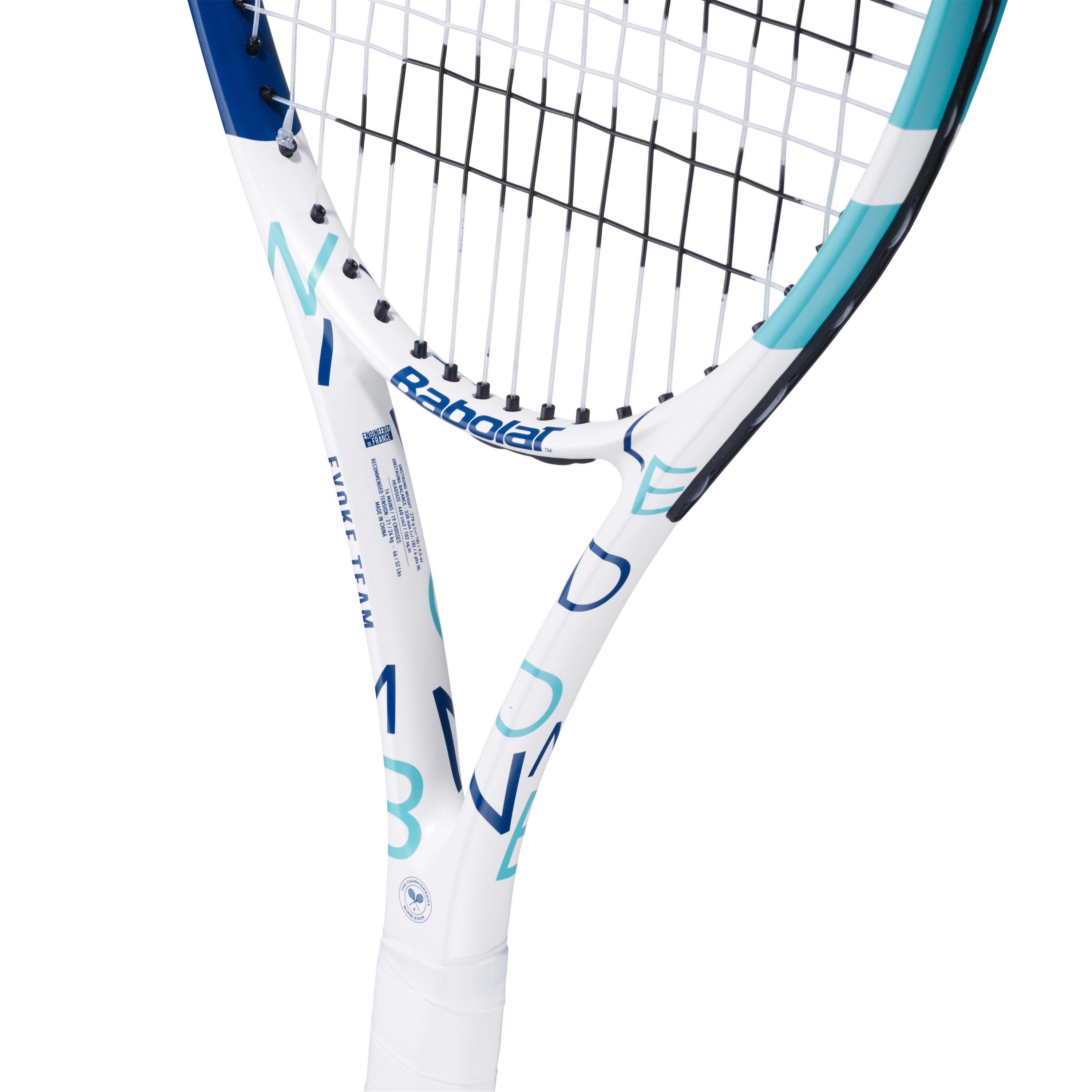 Blanco/AzulAst - Babolat - Adults Wimbl Evoke Tennis Racket - 3
