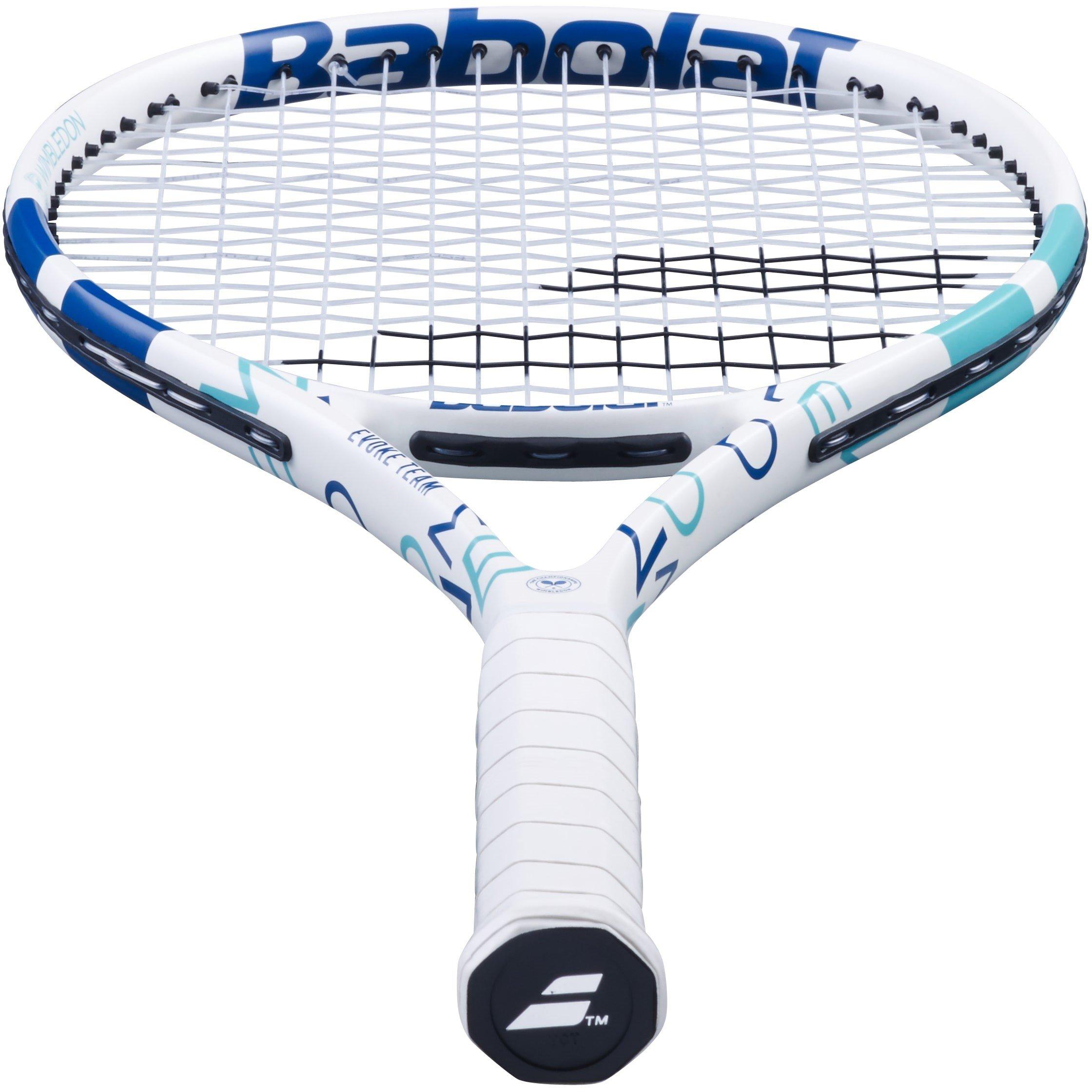 Blanco/AzulAst - Babolat - Adults Wimbl Evoke Tennis Racket - 4