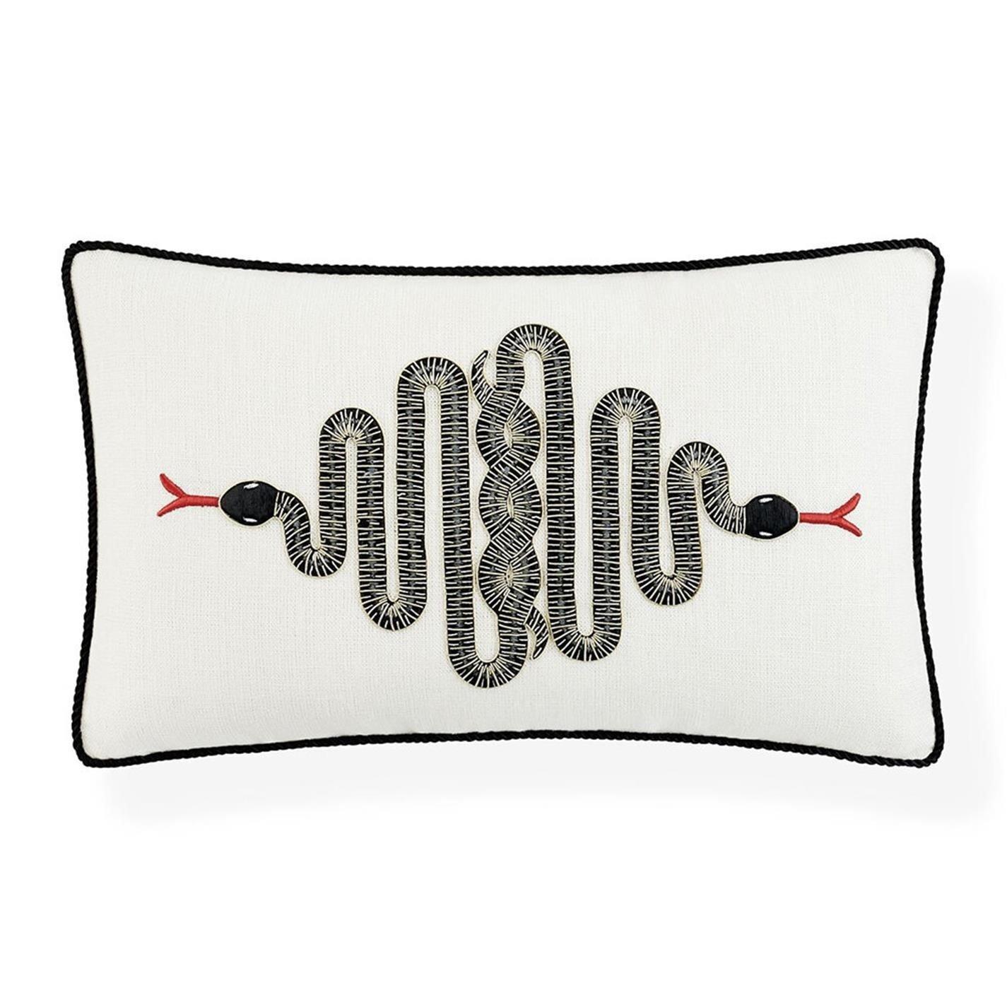 Black - Jonathan Adler - JonathanAdler Snake Embroidered Cushion - 30x50cm - 1