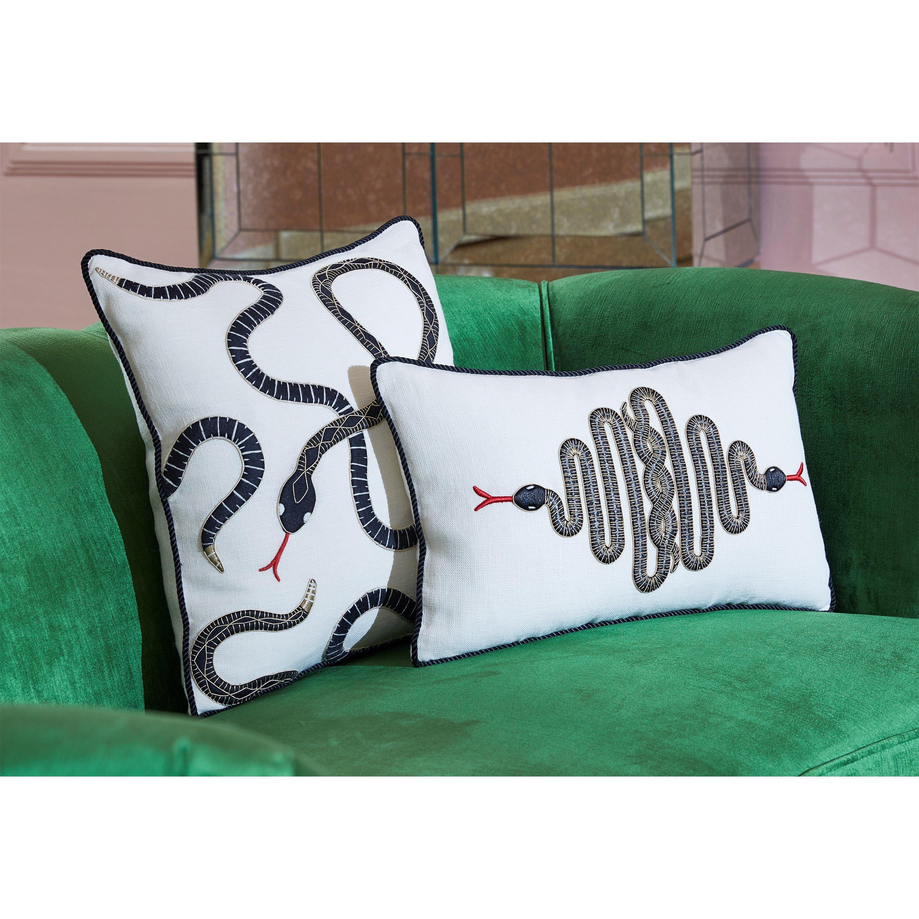 Black - Jonathan Adler - JonathanAdler Snake Embroidered Cushion - 30x50cm - 3