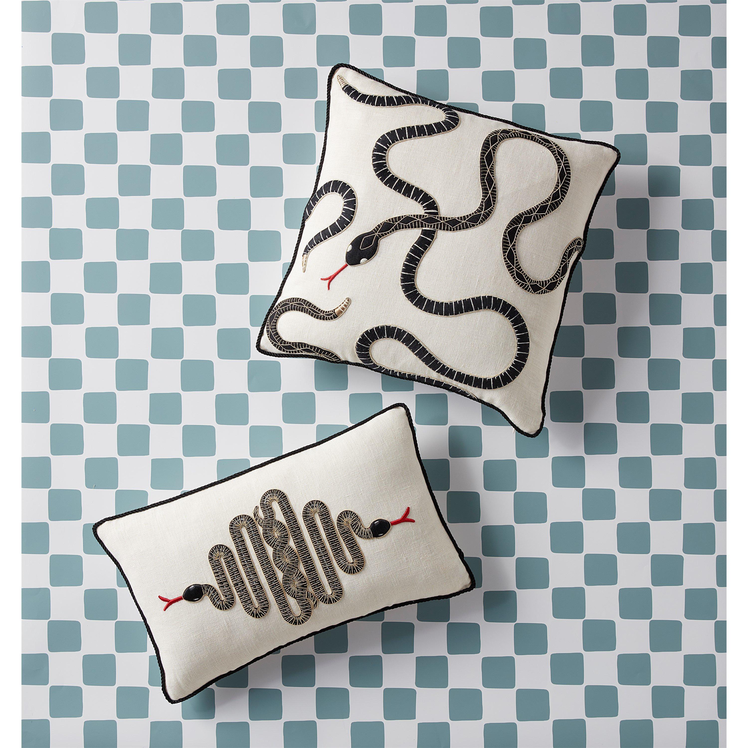 Black - Jonathan Adler - JonathanAdler Snake Embroidered Cushion - 30x50cm - 4