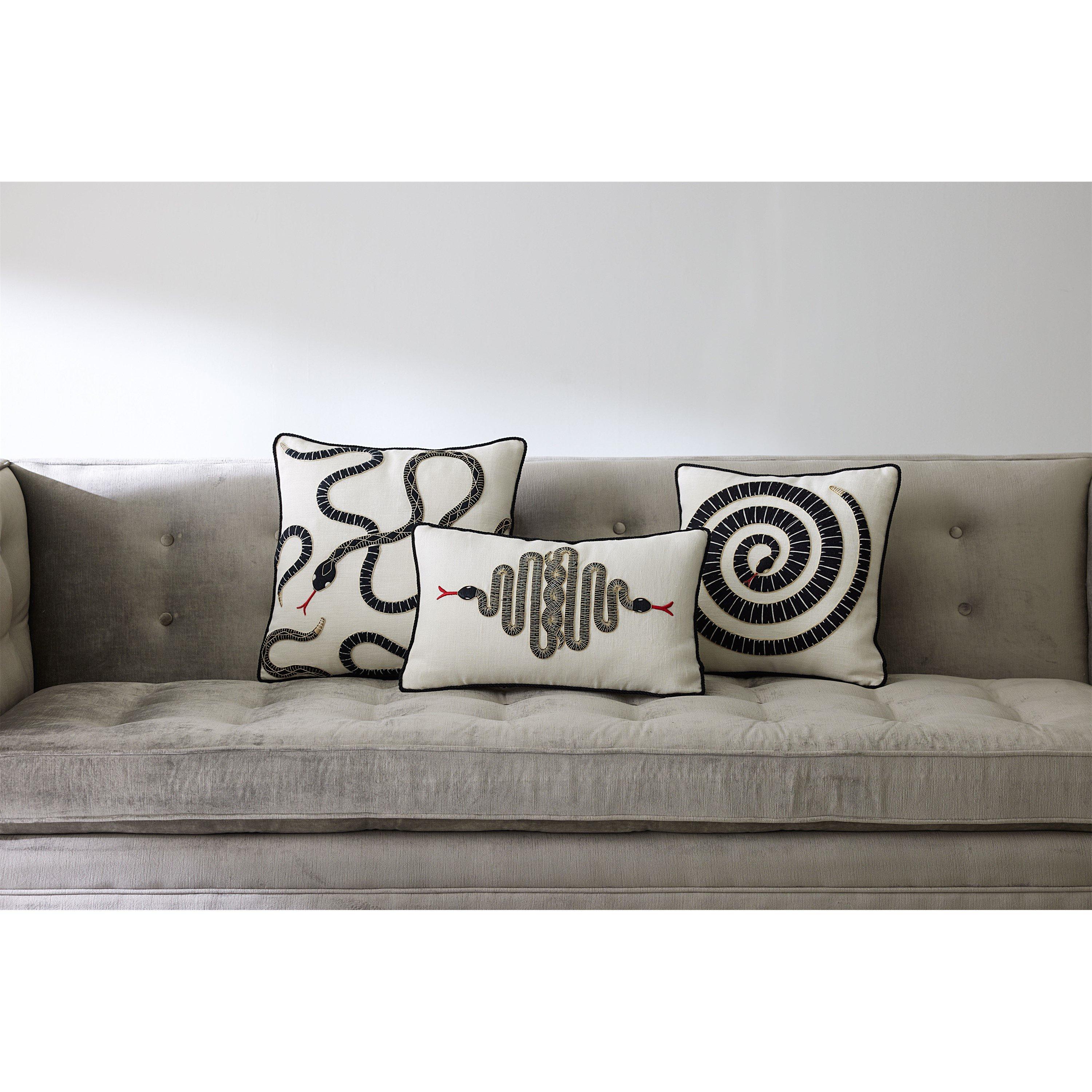 Black - Jonathan Adler - JonathanAdler Snake Embroidered Cushion - 30x50cm - 5