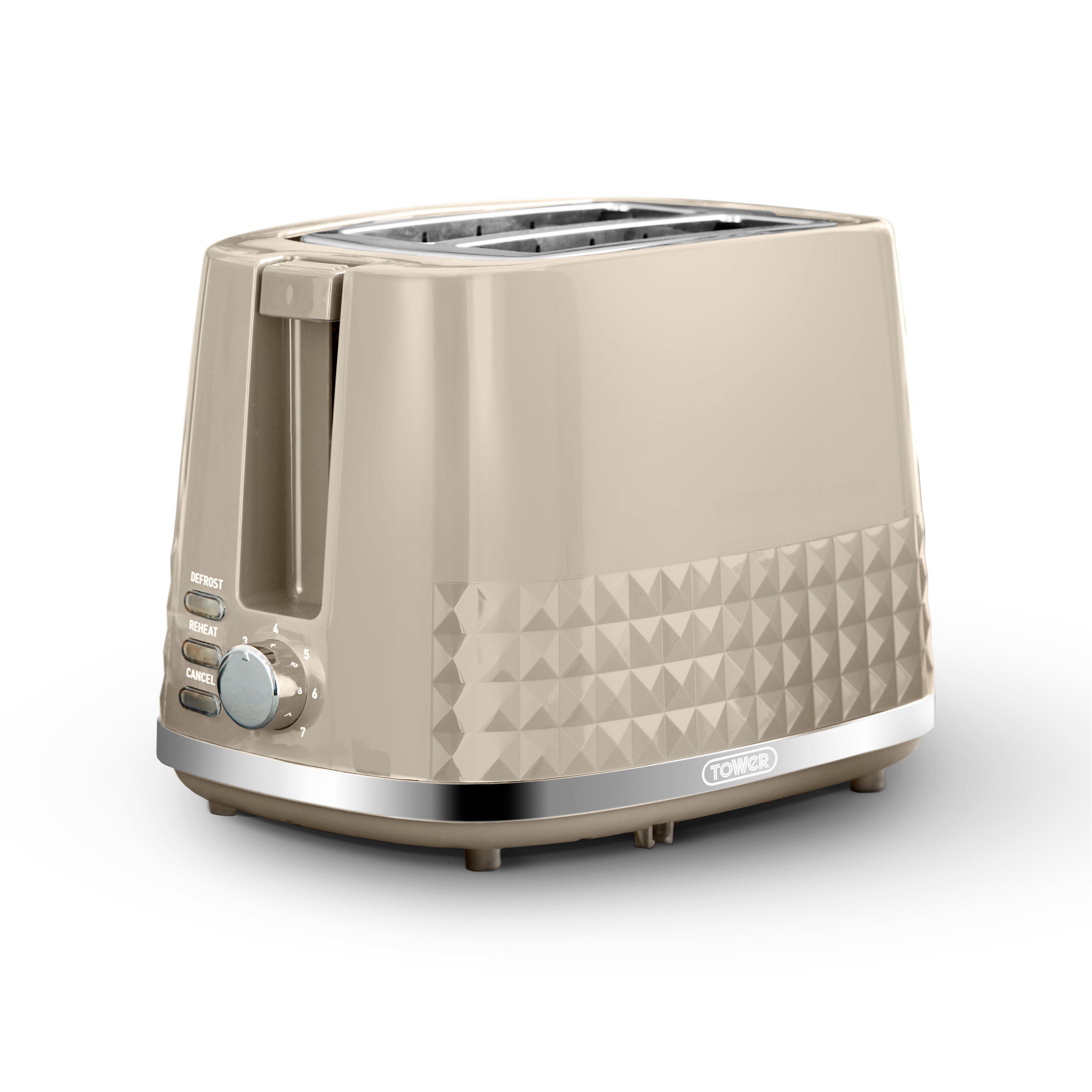 Latte - Tower - Solitaire 2 Slice Toaster Latte Chrome Accents - 1