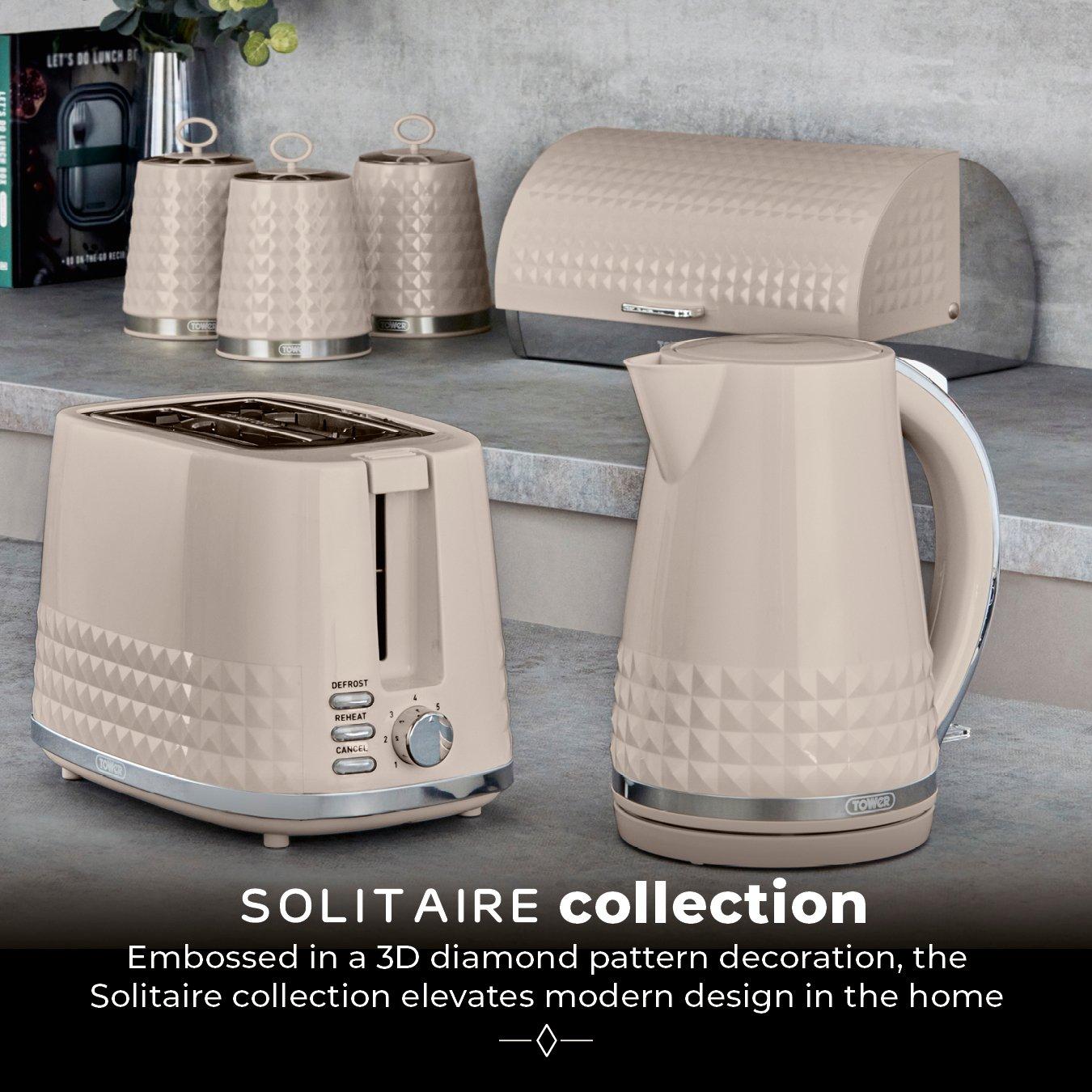 Latte - Tower - Solitaire 2 Slice Toaster Latte Chrome Accents - 7