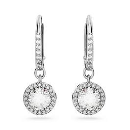 Swarovski Una Angelic drop earrings, Round cut, White, Rhodium plated