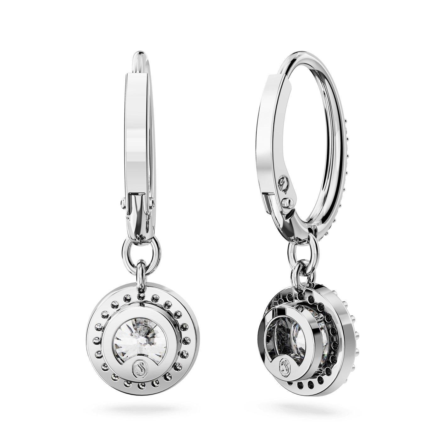 Silver/Crystal - Swarovski - Una Angelic drop earrings Round cut White Rhodium plated - 2
