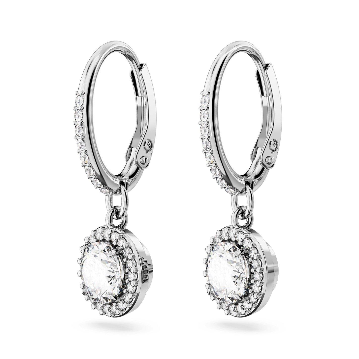Silver/Crystal - Swarovski - Una Angelic drop earrings Round cut White Rhodium plated - 3