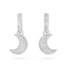 Swarovski Sublima drop earrings, Moon, White, Rhodium plated