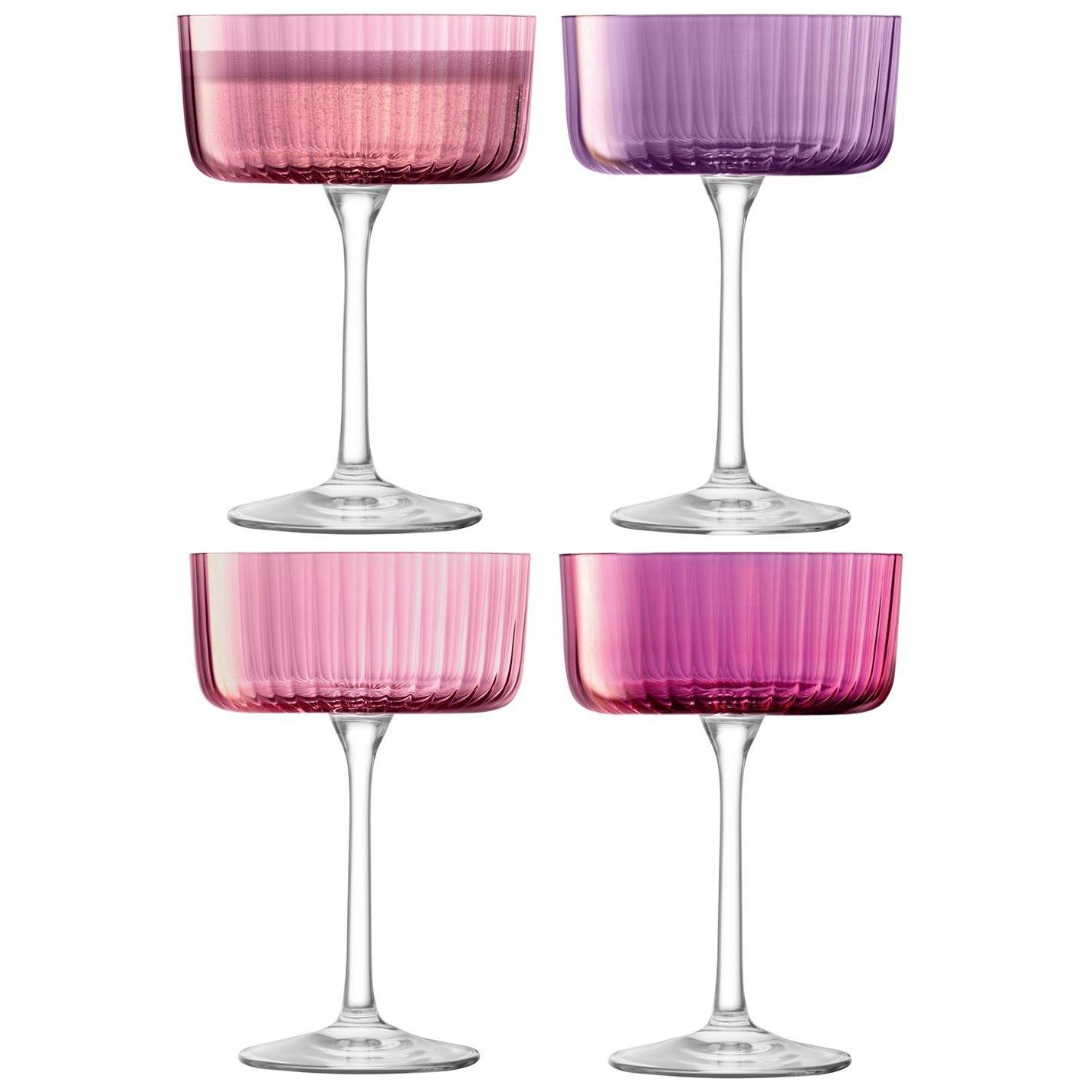 Lsa  Assorted Gems Champagne Coupe Glass  Of 4 - Garnet