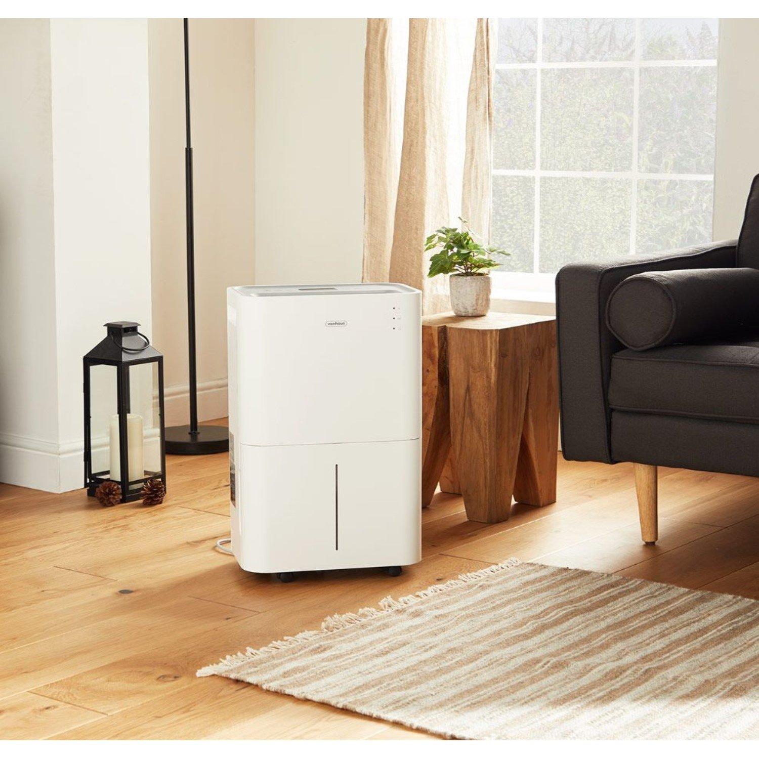White - VonHaus - 20L Portable Dehumidifier with Laundry Mode - 5