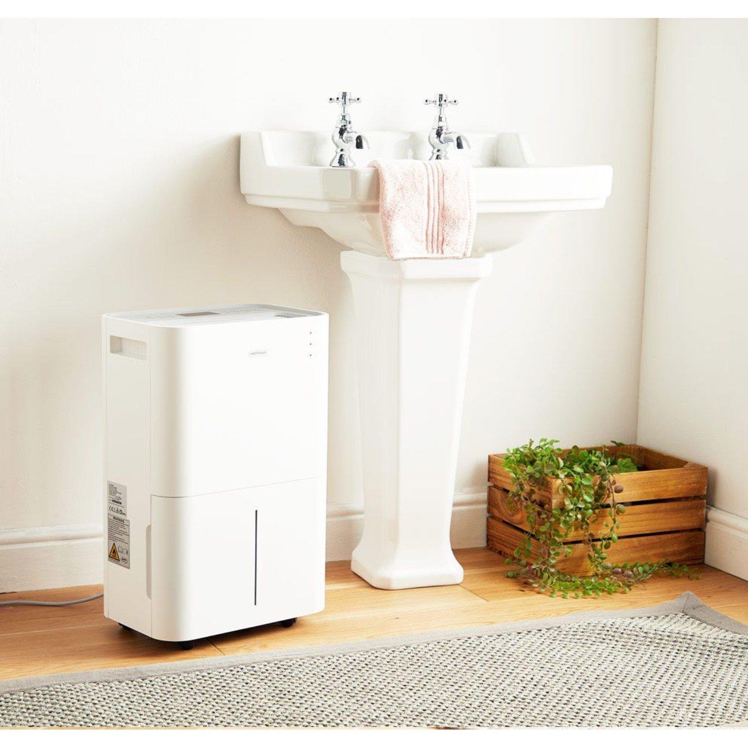 White - VonHaus - 20L Portable Dehumidifier with Laundry Mode - 6