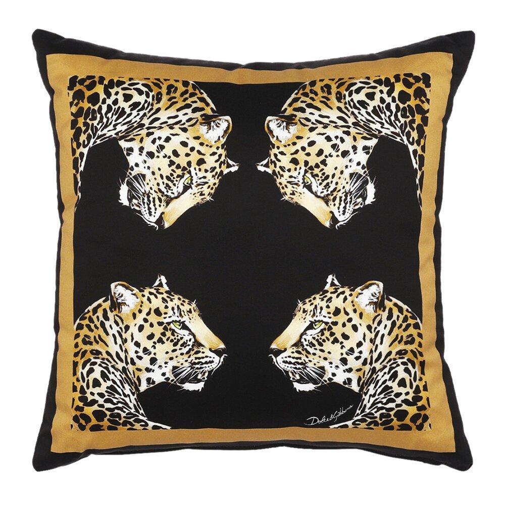 Black - Dolce and Gabbana Casa - Casa Leopard Cotton Duchesse 45x45cm Sofa Cushions - 1
