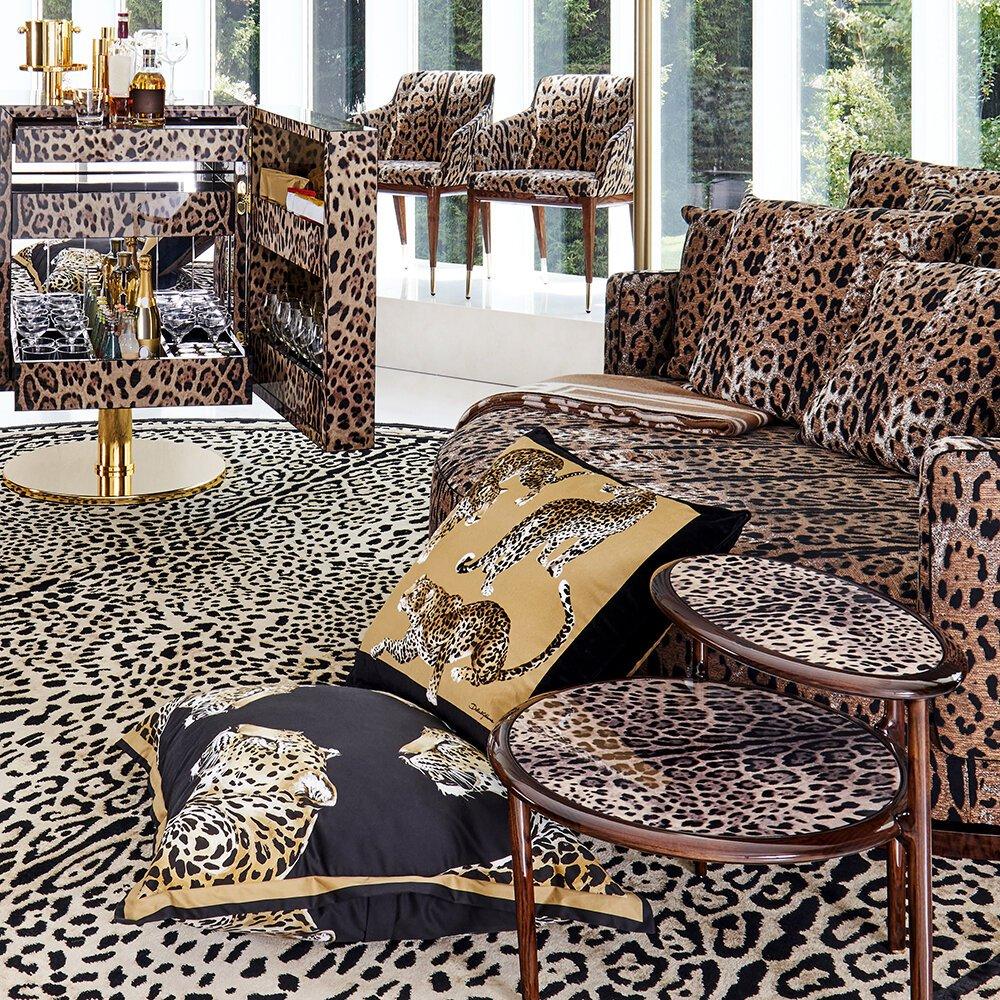 Black - Dolce and Gabbana Casa - Casa Leopard Cotton Duchesse 45x45cm Sofa Cushions - 2