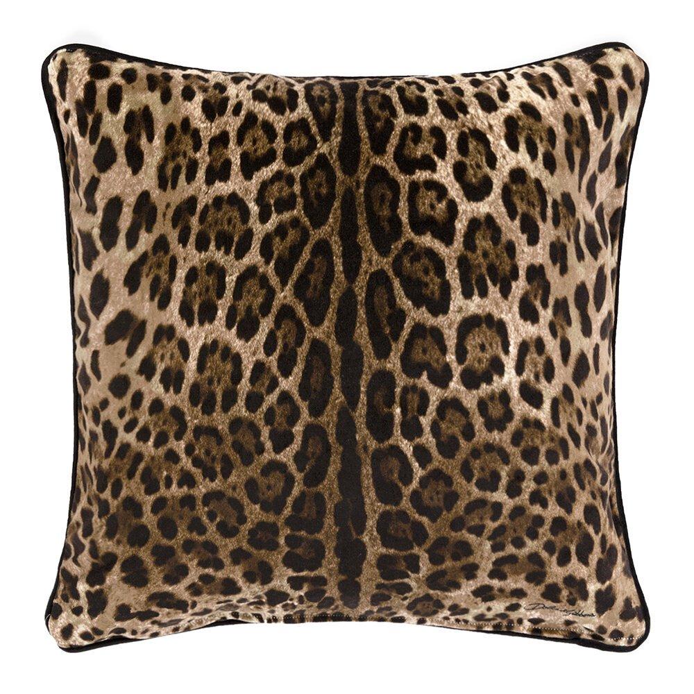 Brown - Dolce and Gabbana Casa - Leopard Velvet 60x60cm Sofa Cushion - 1