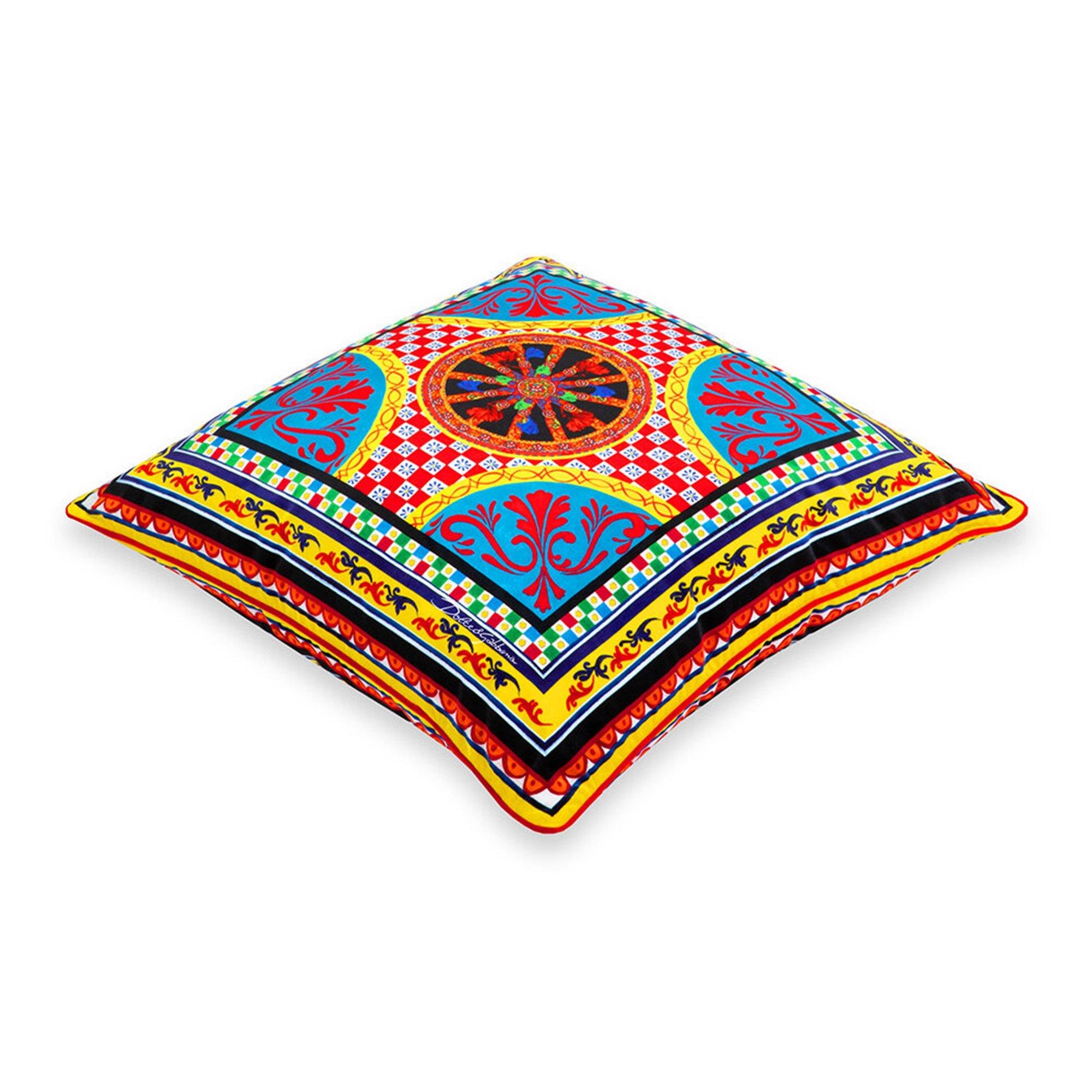 Multicoloured - Dolce and Gabbana Casa - Carretto Velvet Cushion - 75x75cm - Floral - 2