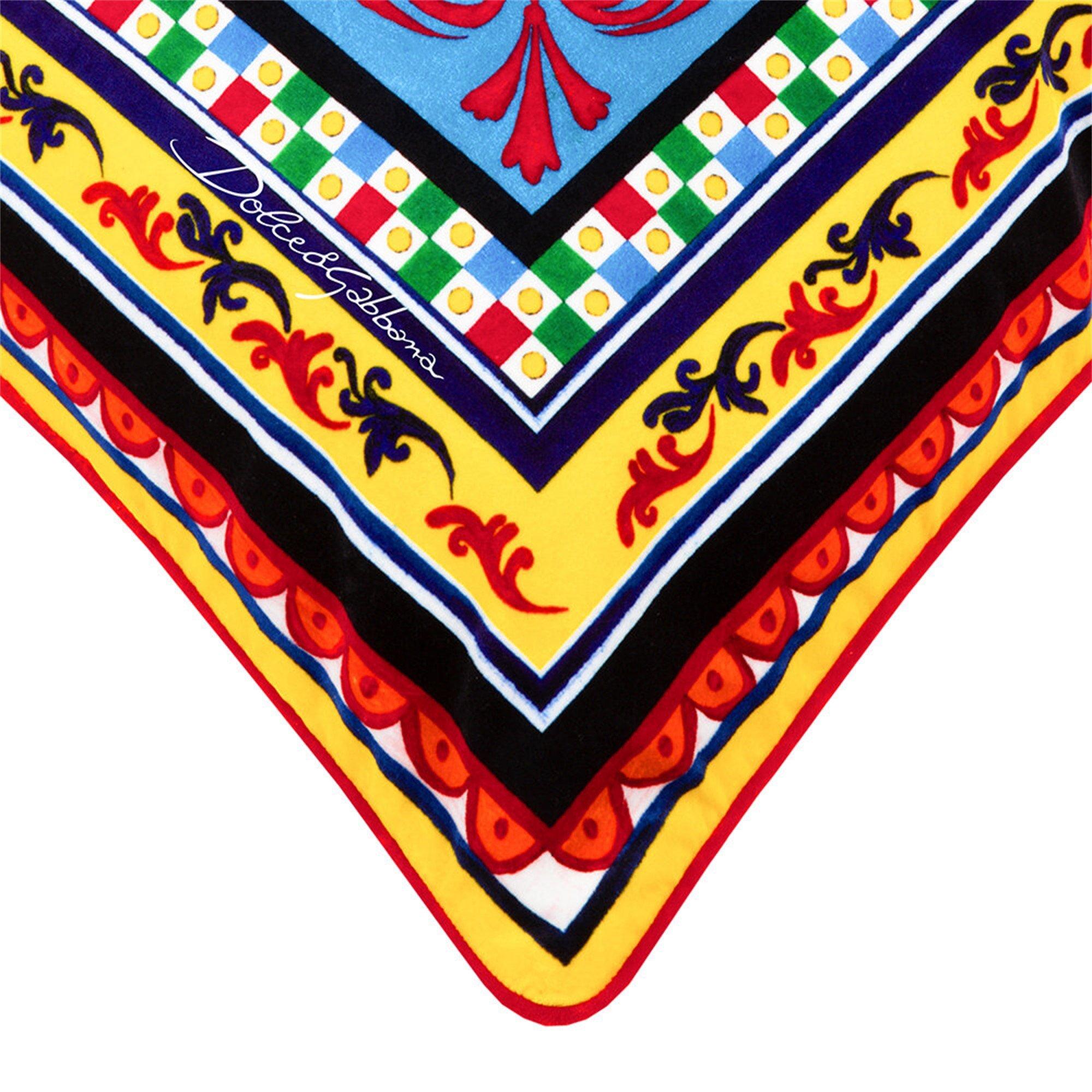 Multicoloured - Dolce and Gabbana Casa - Carretto Velvet Cushion - 75x75cm - Floral - 3