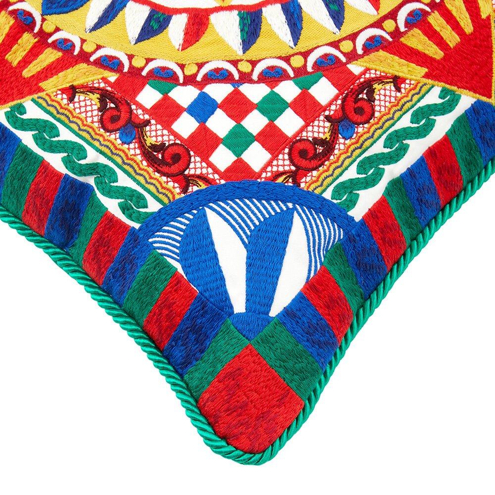 Green - Dolce and Gabbana Casa - Caretto Embroidered Cushion - 50x50cm - 3