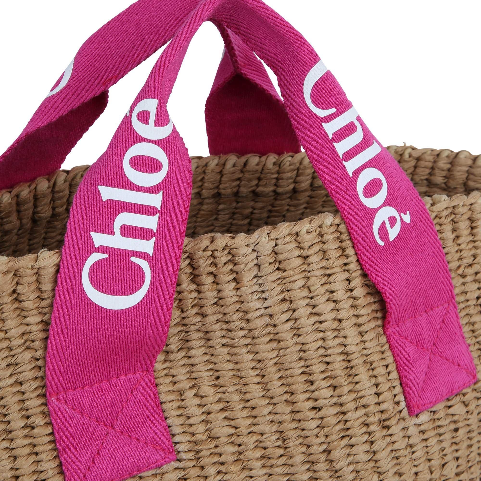 Pink 49L - Chloe - Girls Woven Straw Handbag - 3
