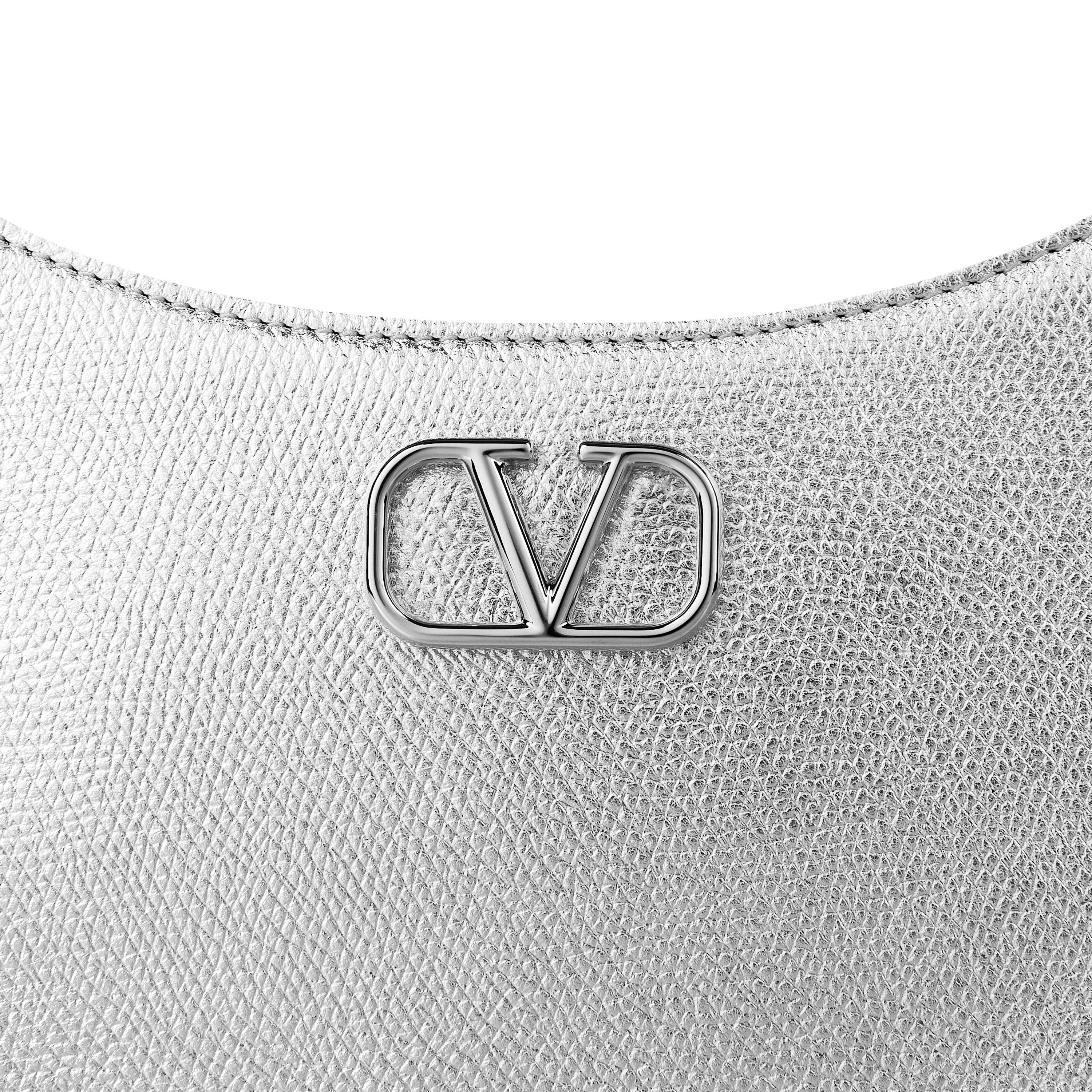 Silver - Valentino Garavani - Womens Mini Vlogo Signature Hobo Bag - 4