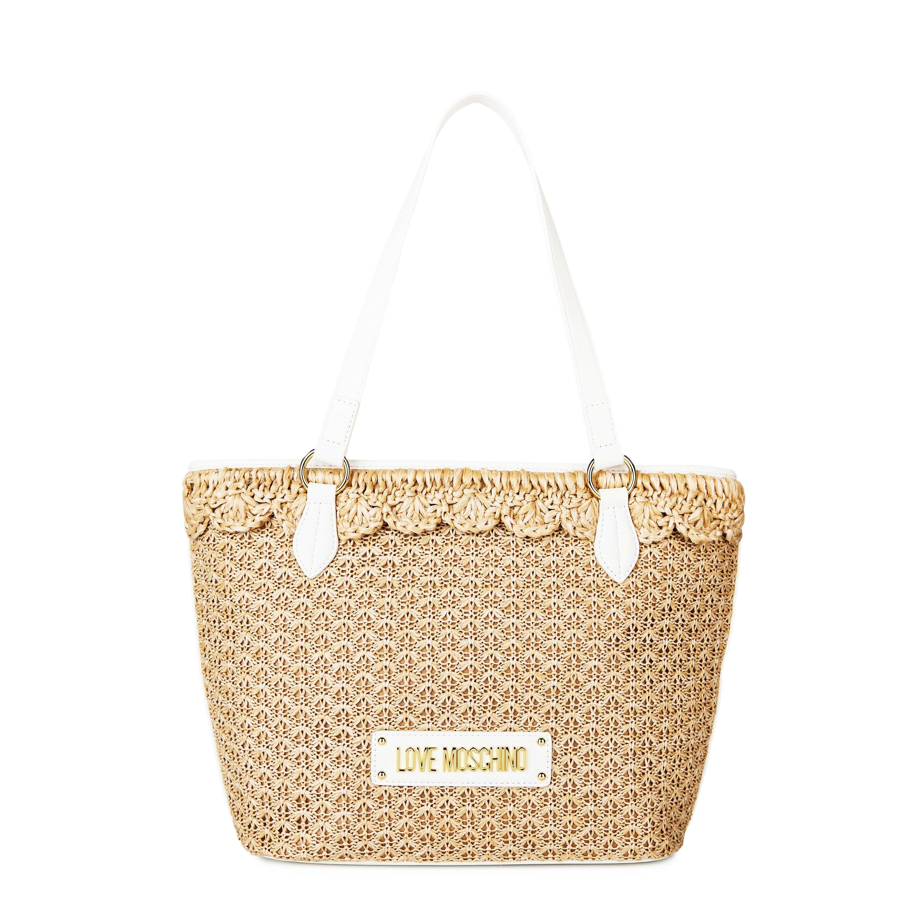 Beige/White - Love Moschino - Raffia Tote Bag - 1