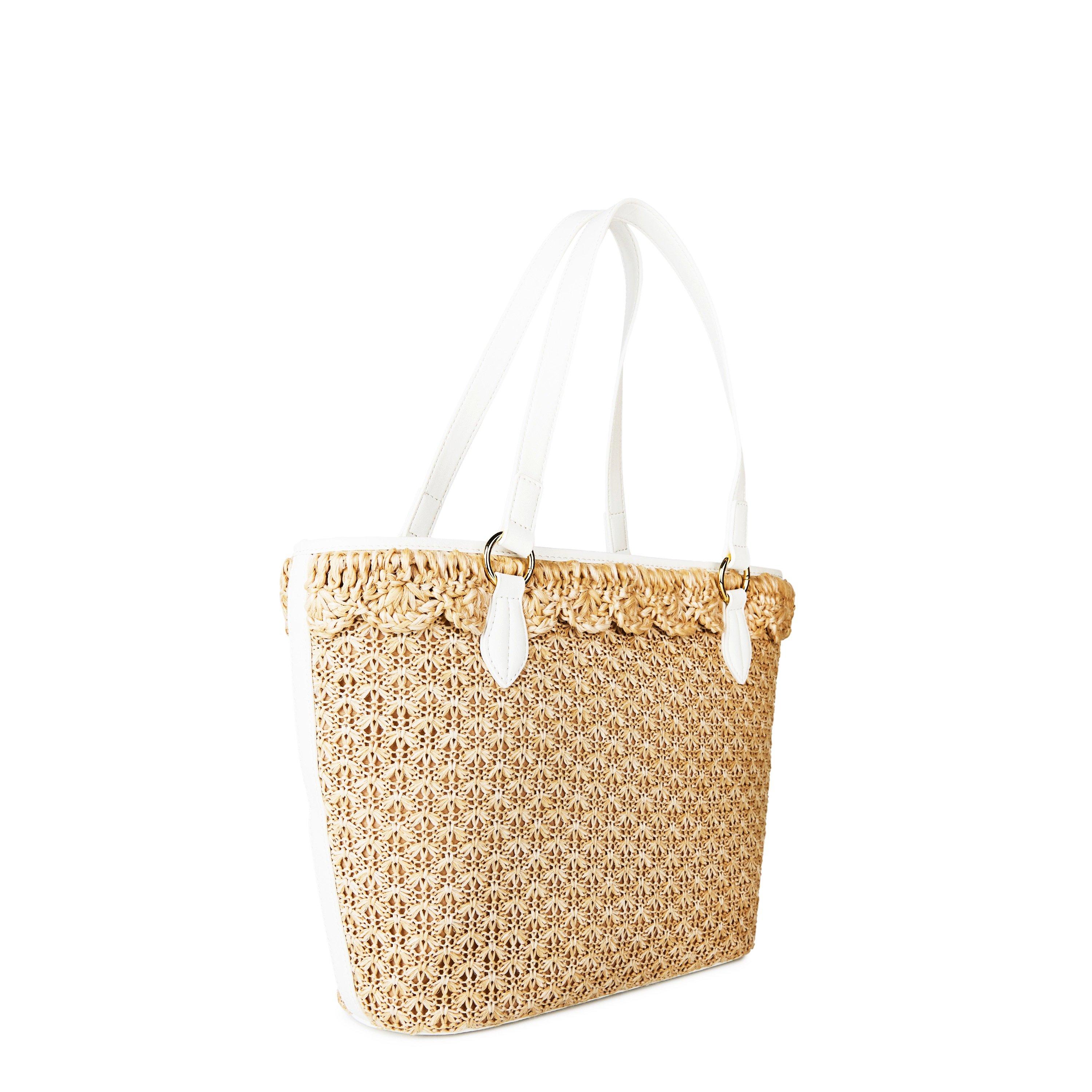Beige/White - Love Moschino - Raffia Tote Bag - 3