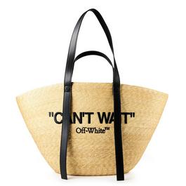 Off White Rafia Tote Bag