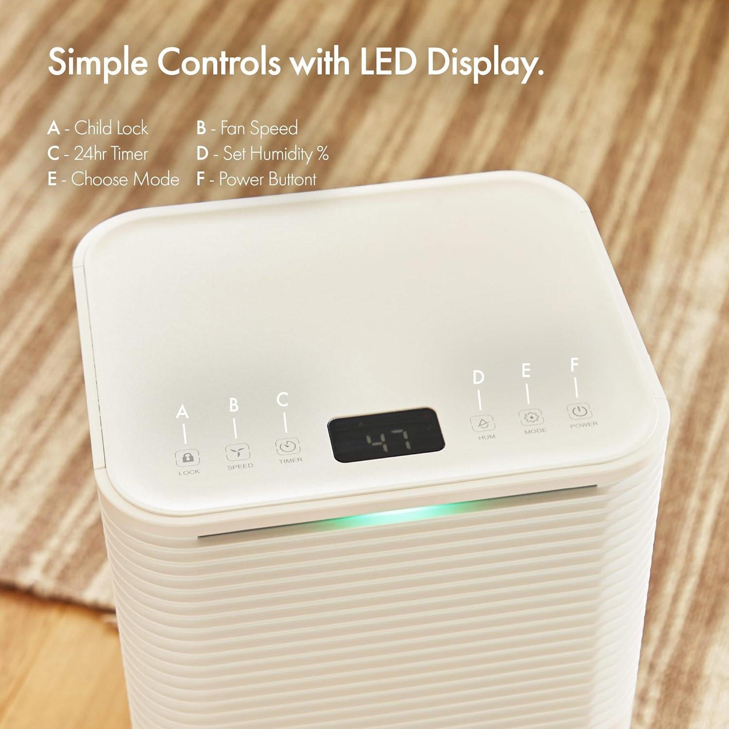 White - VonHaus - 12L Low Energy Dehumidifier with Laundry Mode - 4