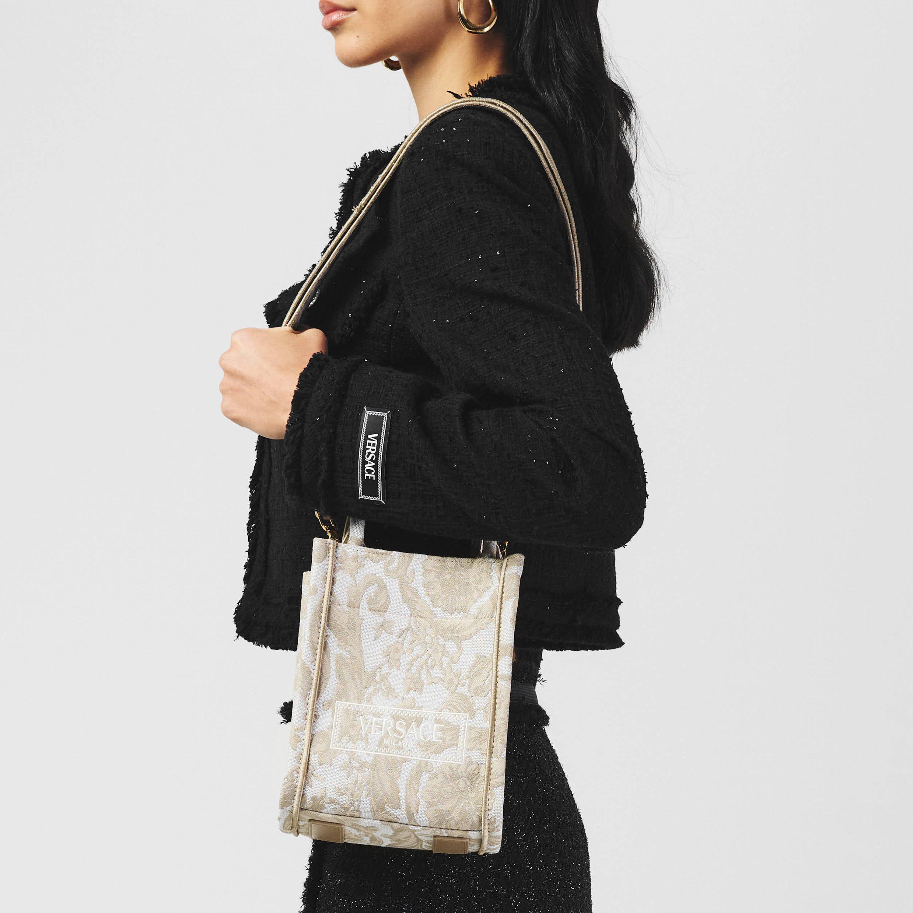 Beige/Gold - Versace - Women's Mini Athena Barocco Tote Bags - 2