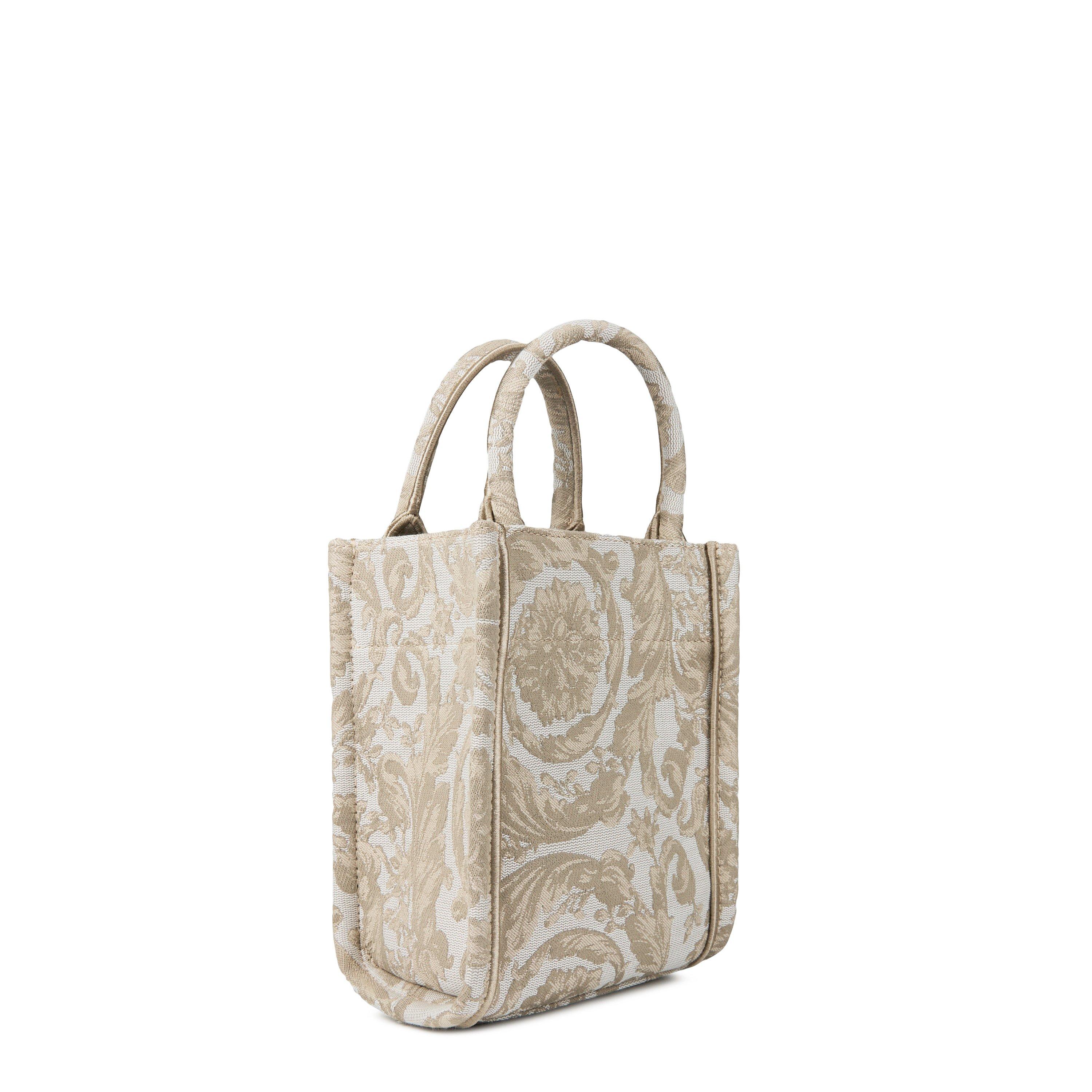 Beige/Gold - Versace - Women's Mini Athena Barocco Tote Bags - 3