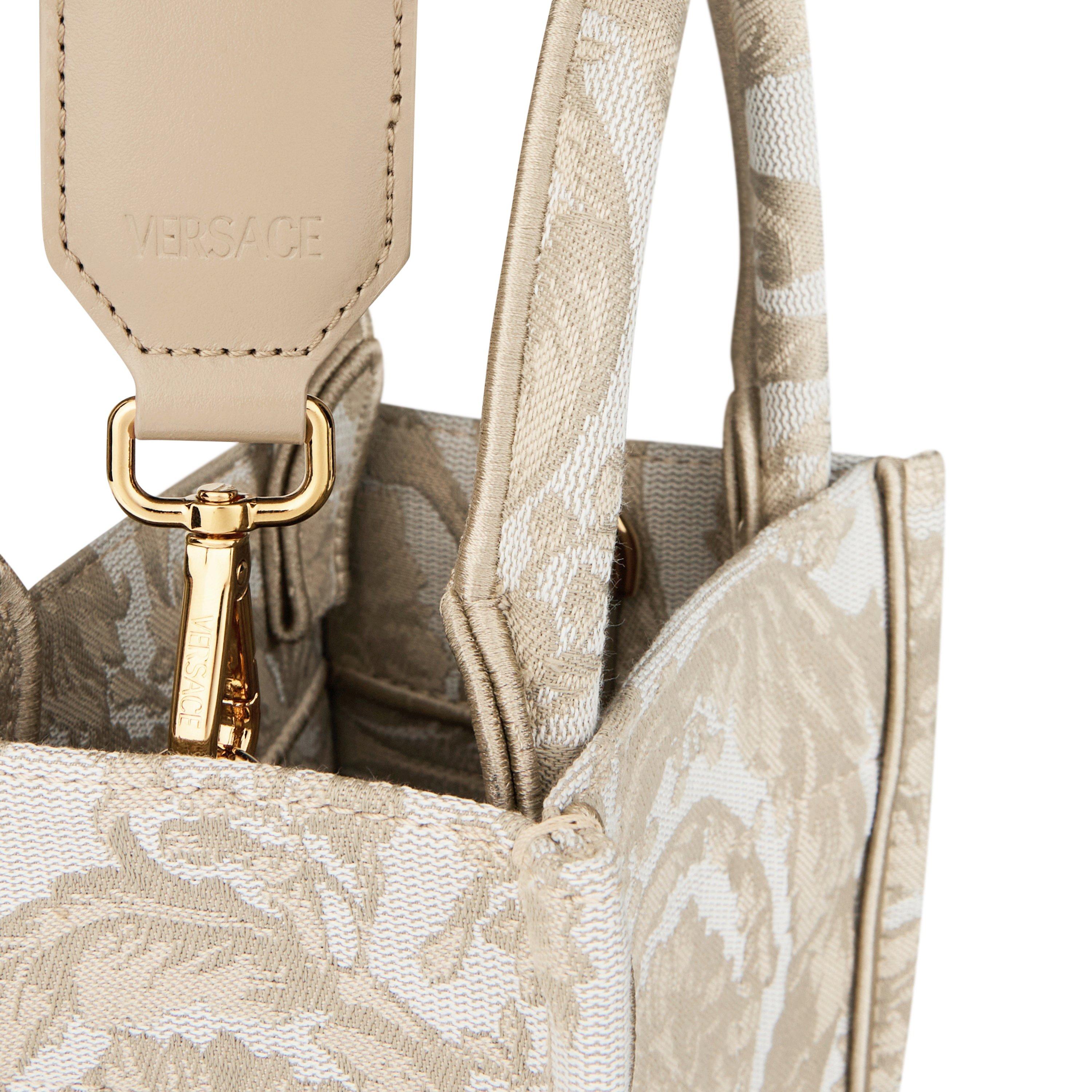 Beige/Gold - Versace - Women's Mini Athena Barocco Tote Bags - 4