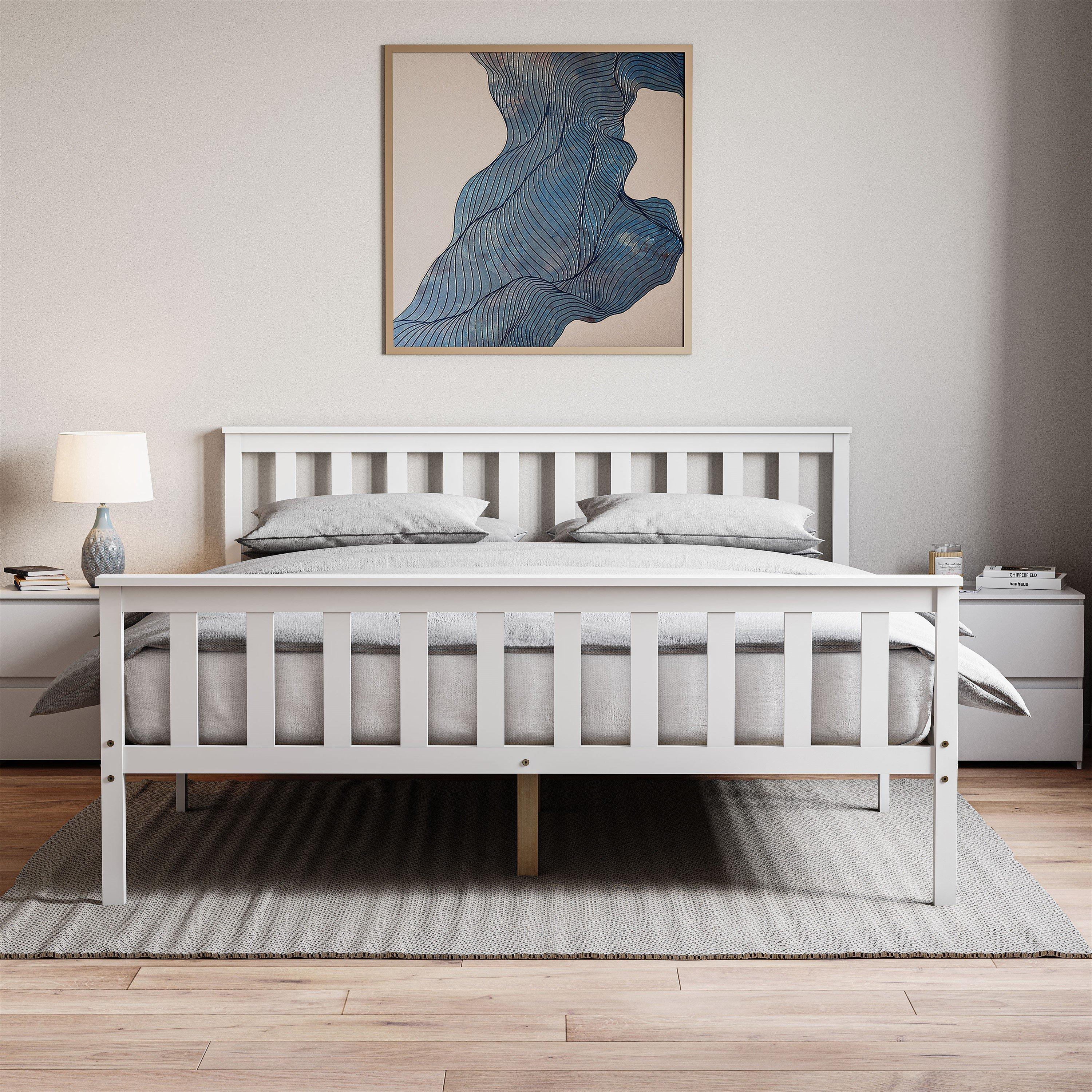 White - Lassic - Vida Designs Milan King Size Wooden Bed, High Foot - 3