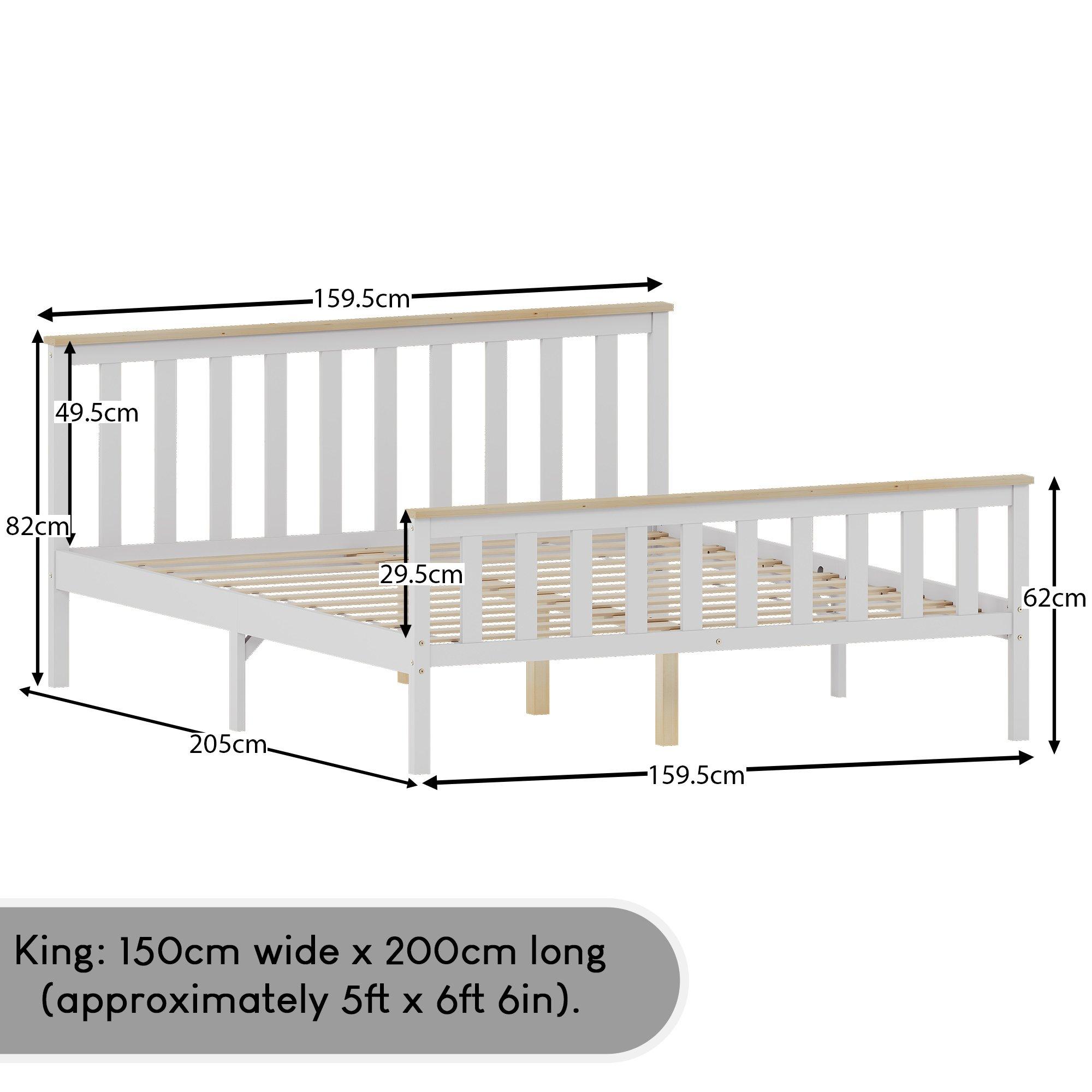 White & Pine - Lassic - Vida Designs Milan King Size Wooden Bed, High Foot - 2
