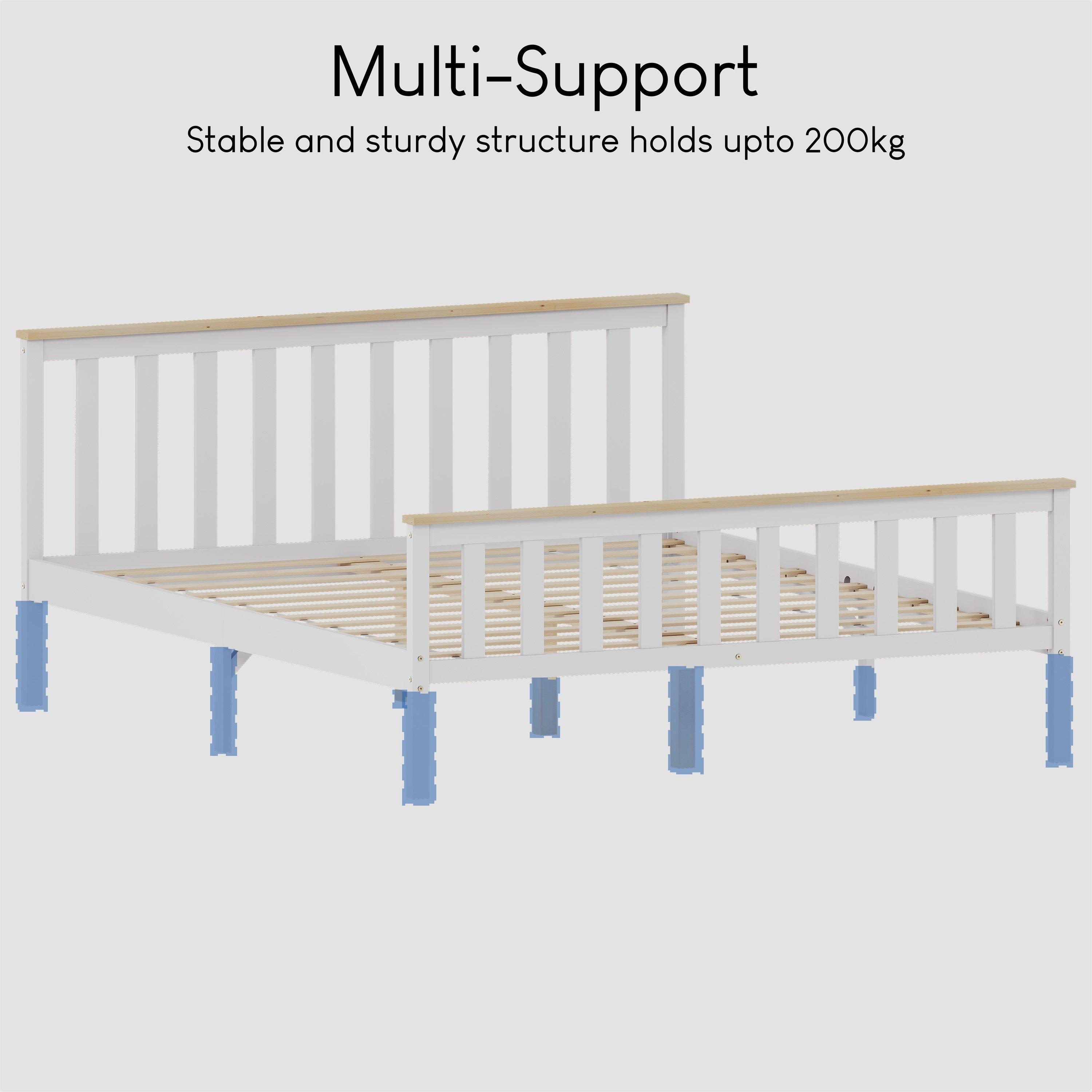 White & Pine - Lassic - Vida Designs Milan King Size Wooden Bed, High Foot - 7