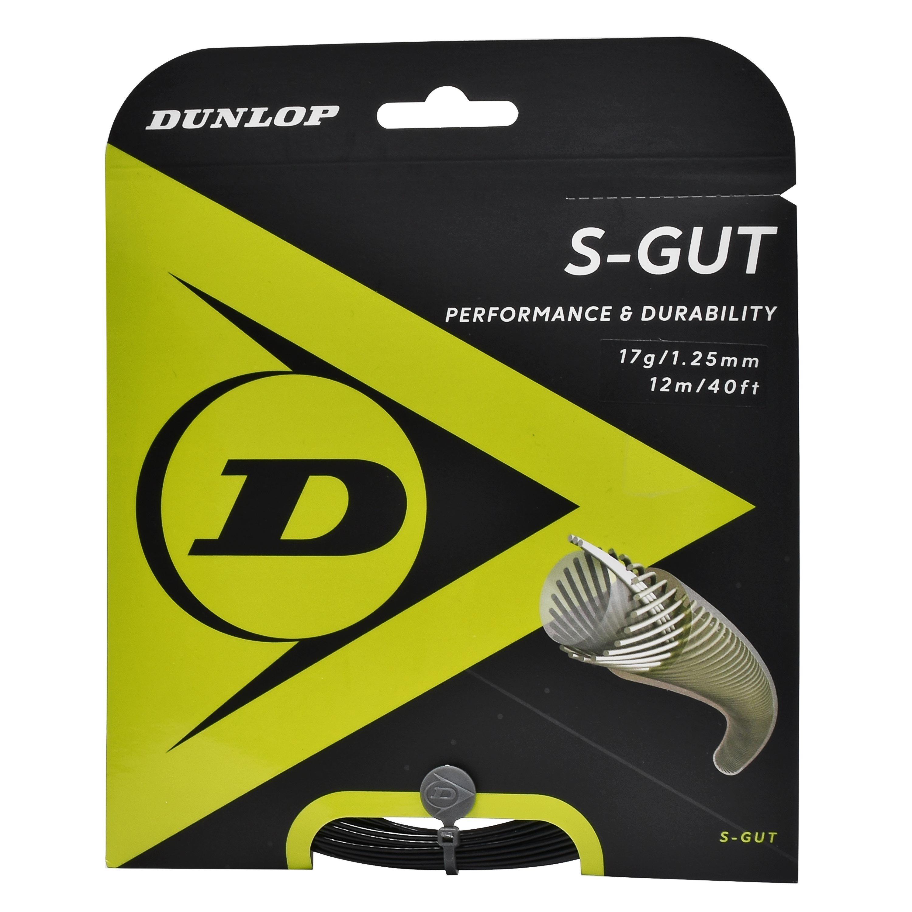 Black - Dunlop - S Gut Tennis Racket Strings 17G