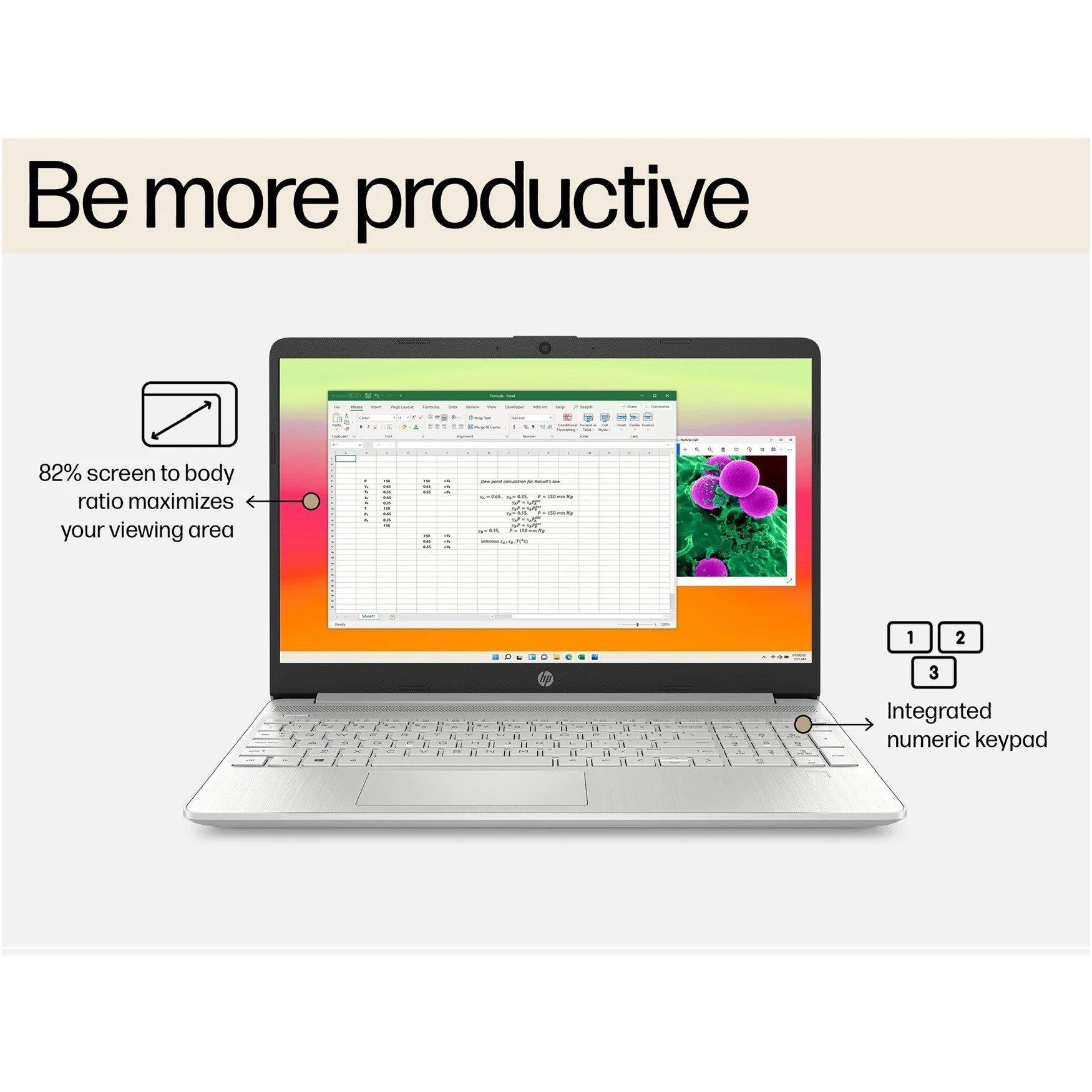 Silver - HP - HP 15s-fq5020na 15.6in i3 4GB 128GB Laptop - 6