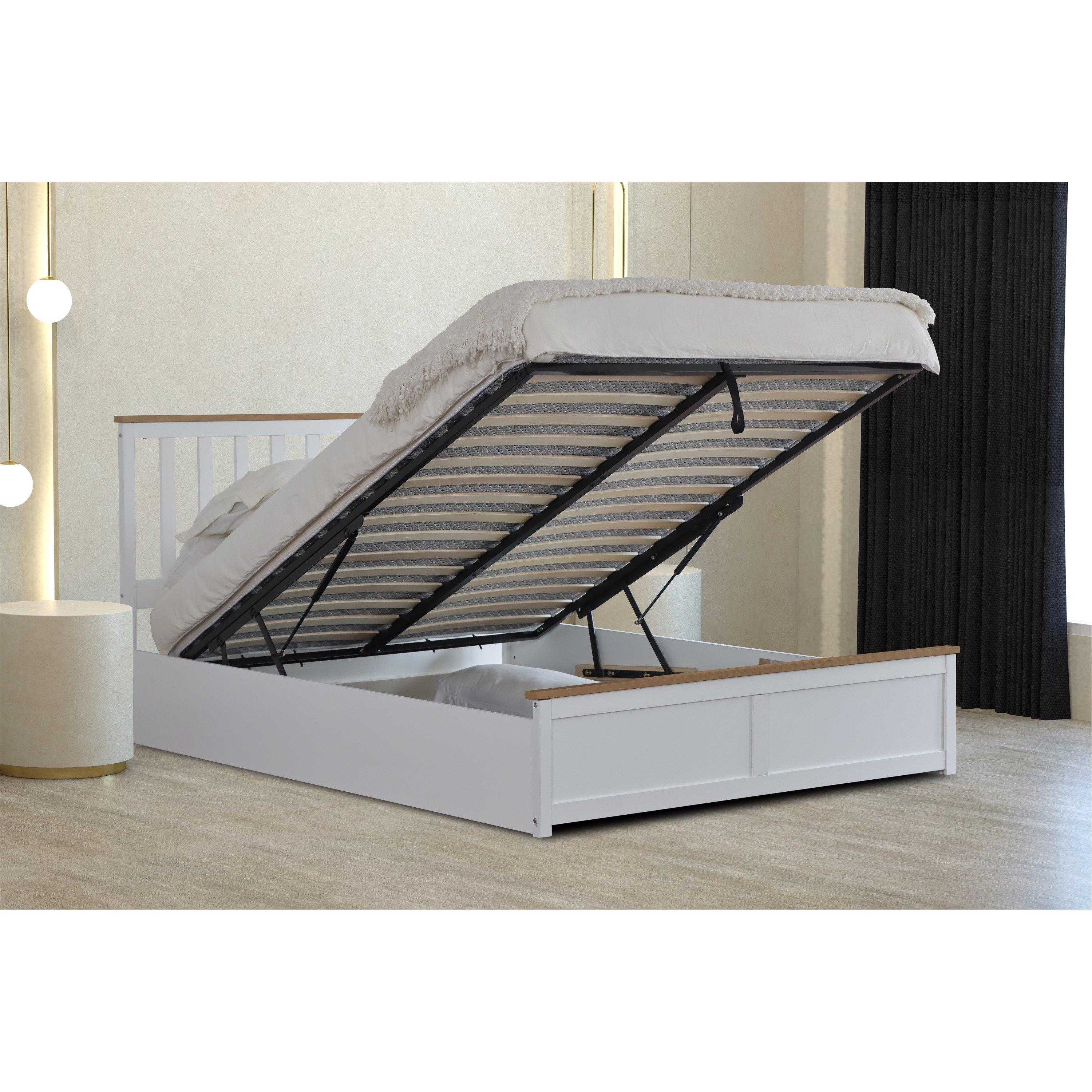 White - Comfy Living - Wooden Ottoman Gas Lift Frame - 2