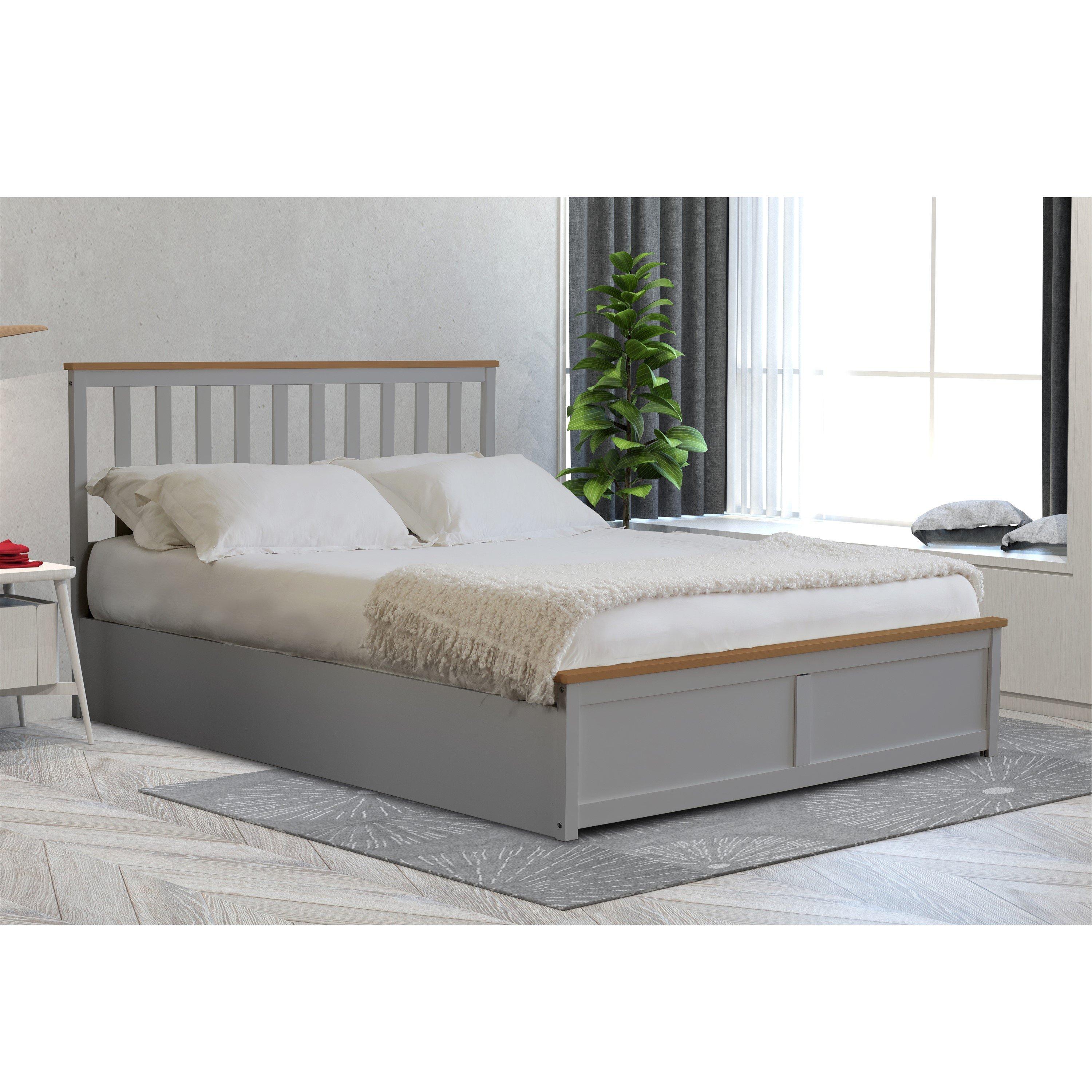 Comfy Living  Kids Wooden Ottoman Gas Lift Frame - Grey - Kingsize