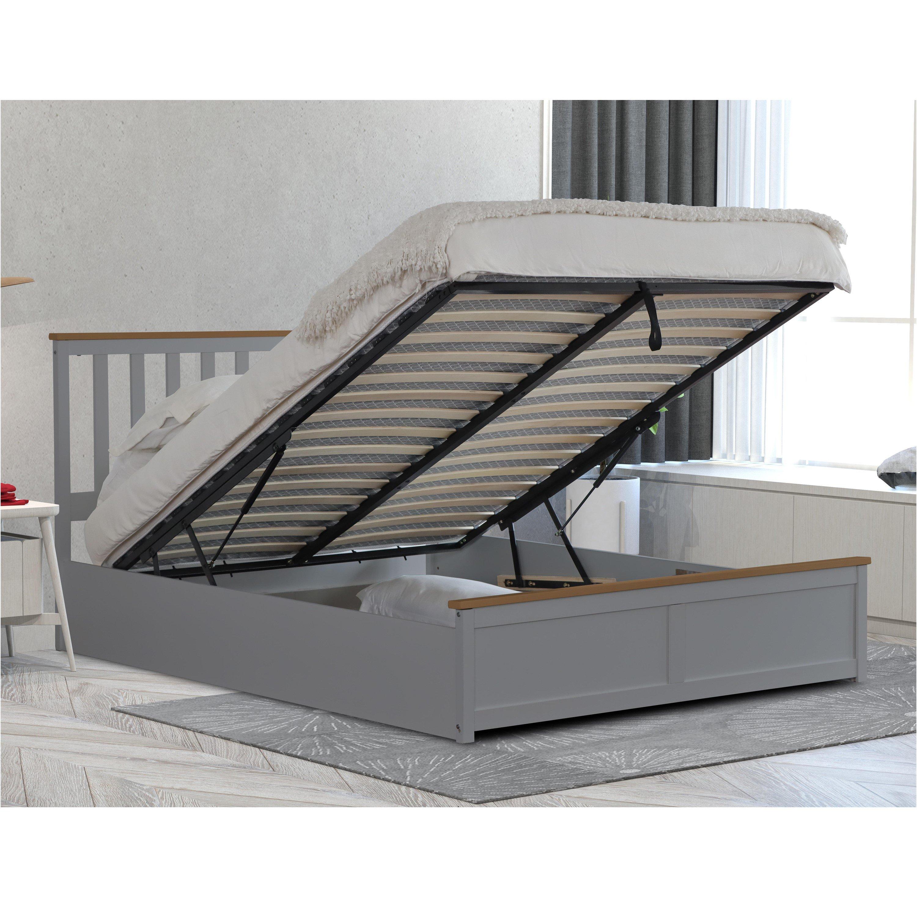 Grey - Comfy Living - Wooden Ottoman Gas Lift Frame - 2