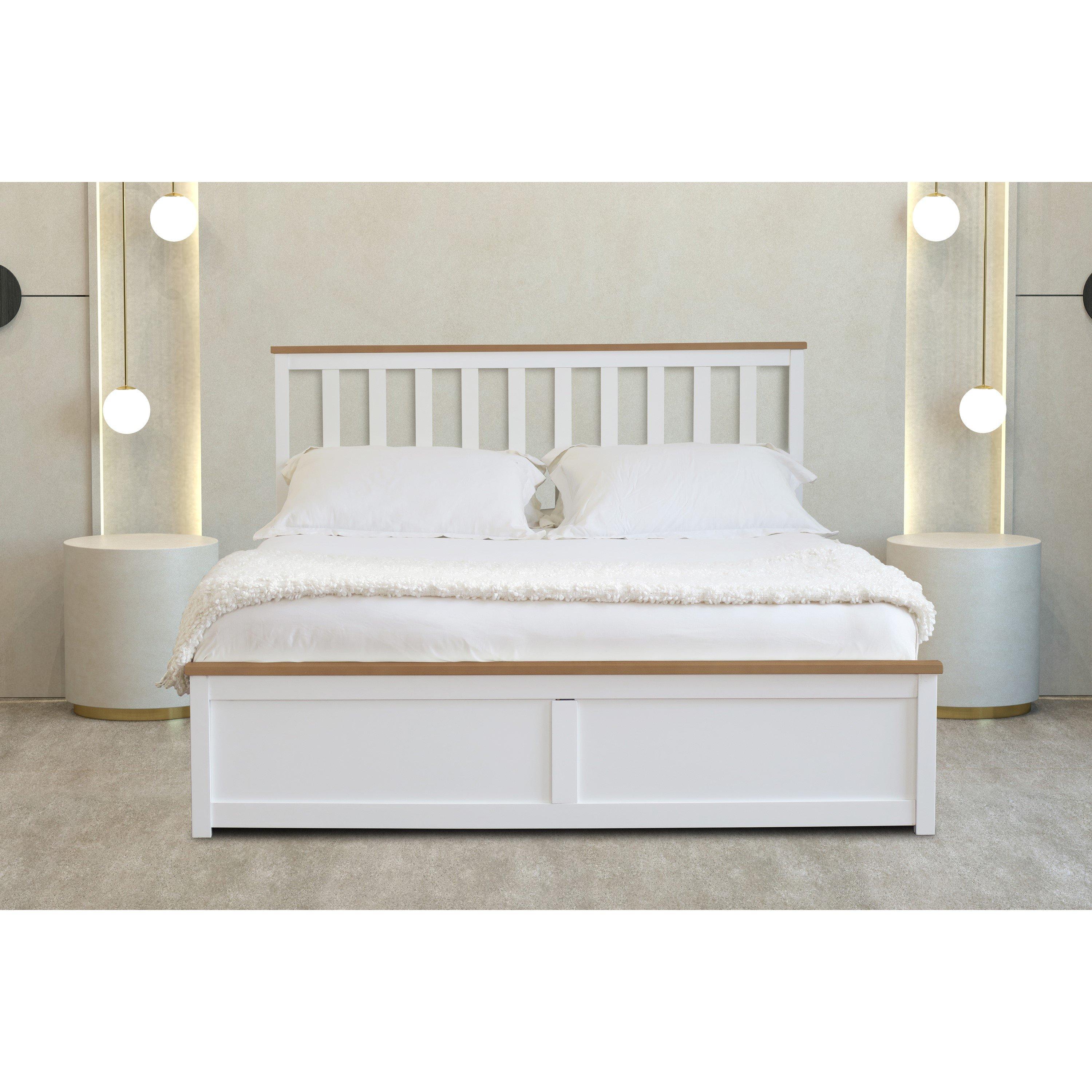 White - Comfy Living - Wooden Ottoman Gas Lift Frame with Mattress - 2