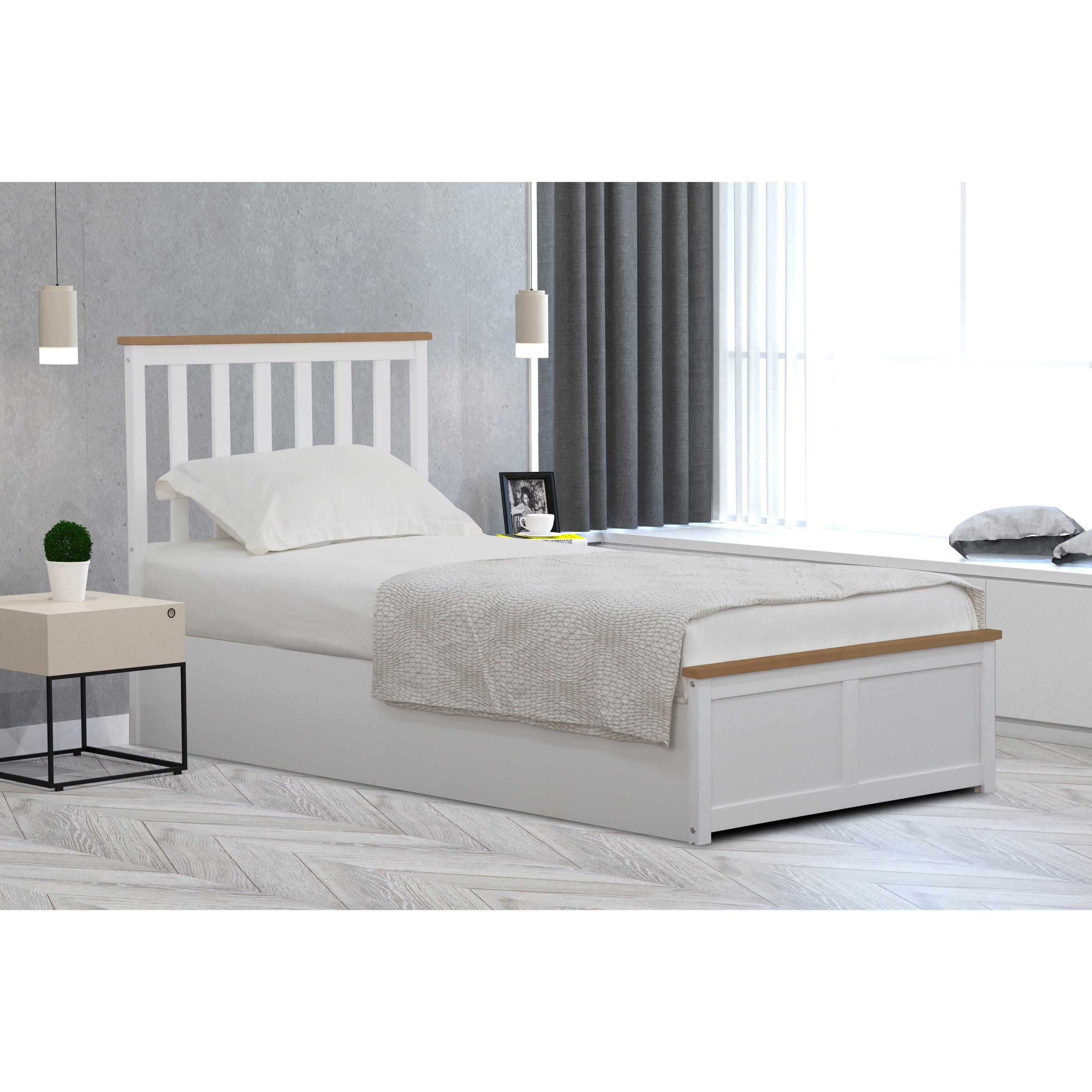 White - Comfy Living - Wooden Ottoman Gas Lift Frame with Mattress - 4