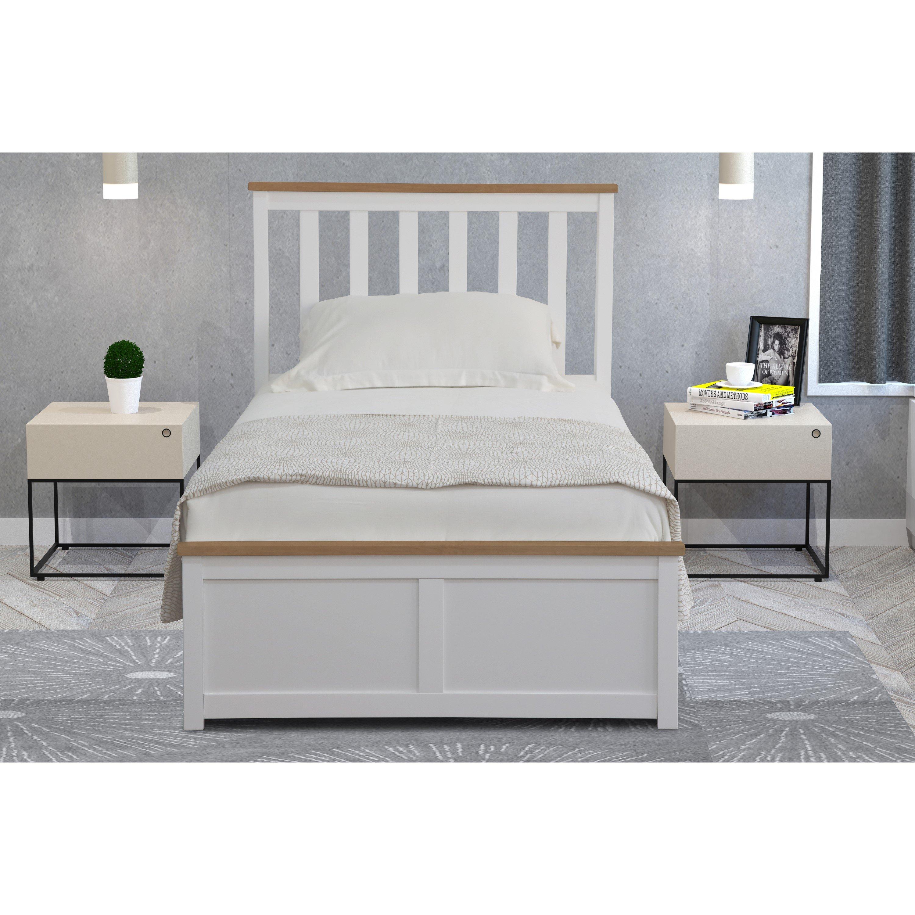White - Comfy Living - Wooden Ottoman Gas Lift Frame with Mattress - 5