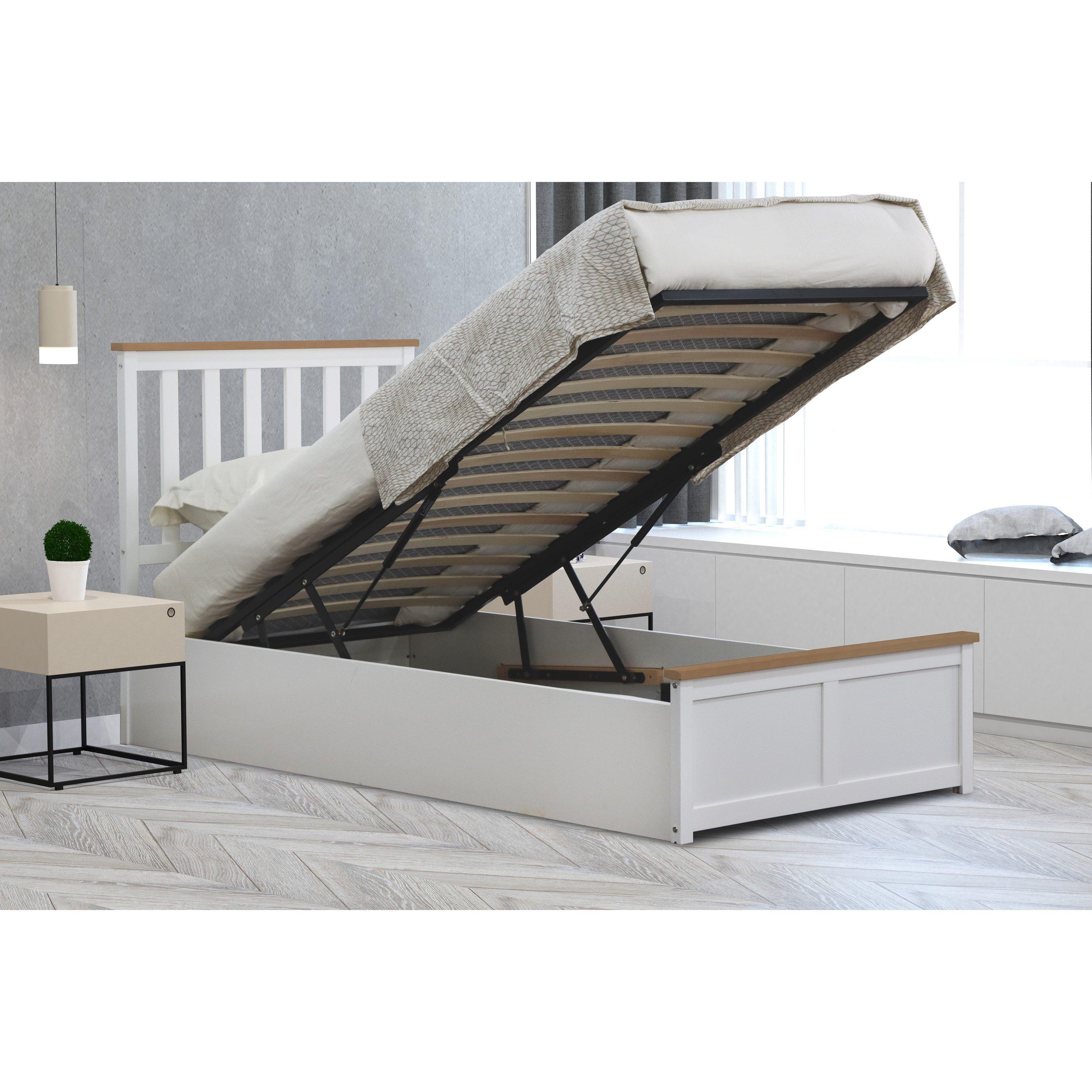White - Comfy Living - Wooden Ottoman Gas Lift Frame with Mattress - 6