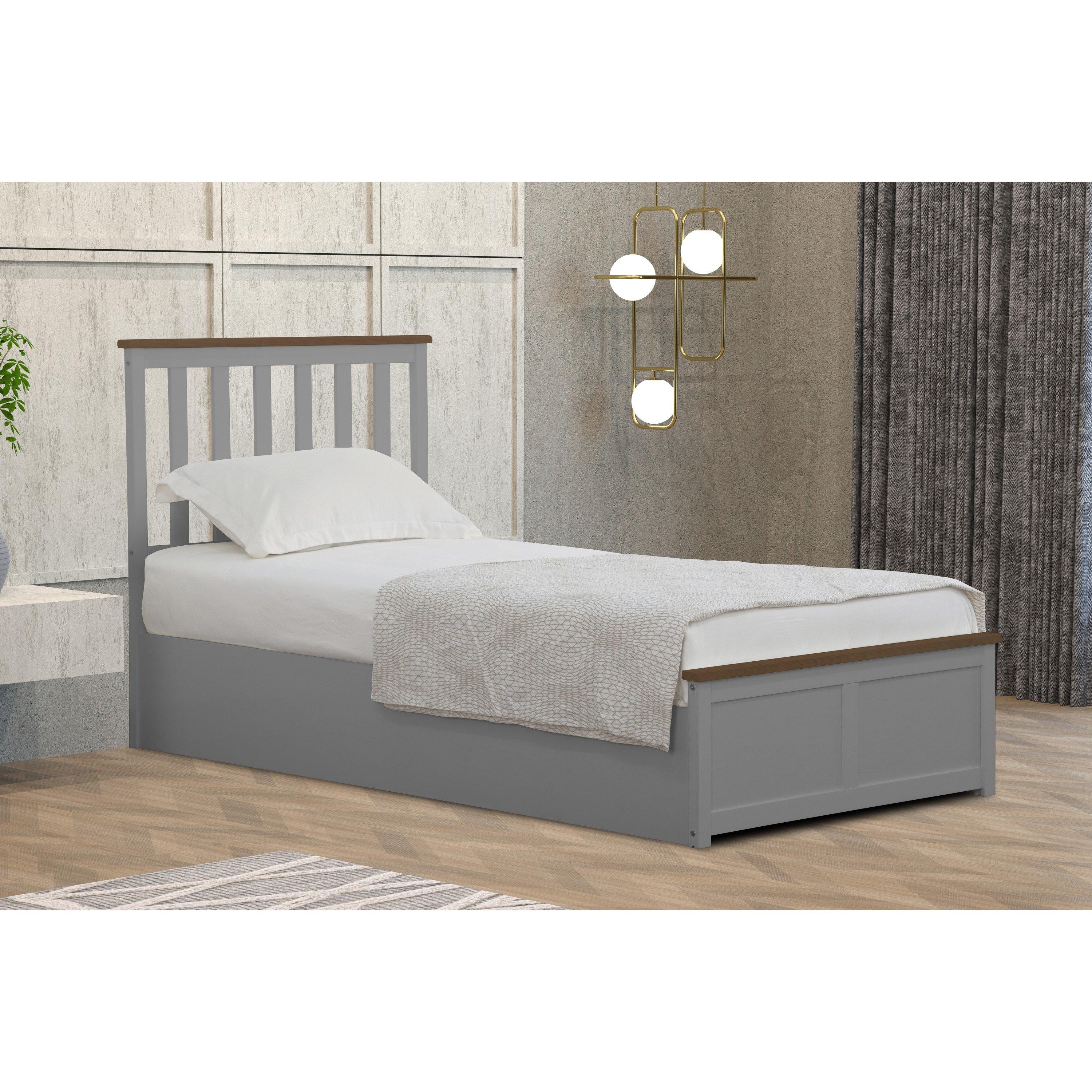 Grey - Comfy Living - Wooden Ottoman Gas Lift Frame with Mattress - 4