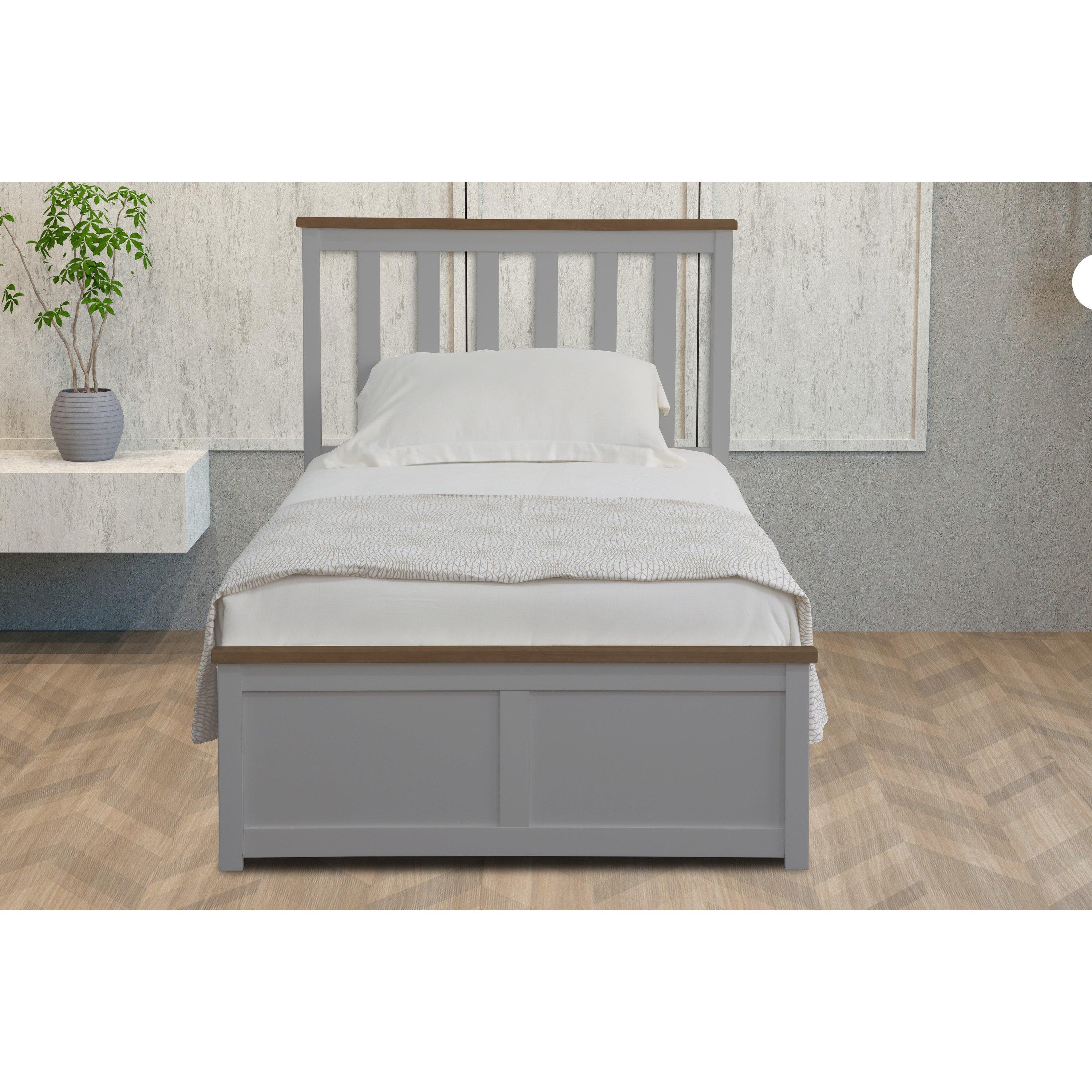 Grey - Comfy Living - Wooden Ottoman Gas Lift Frame with Mattress - 5