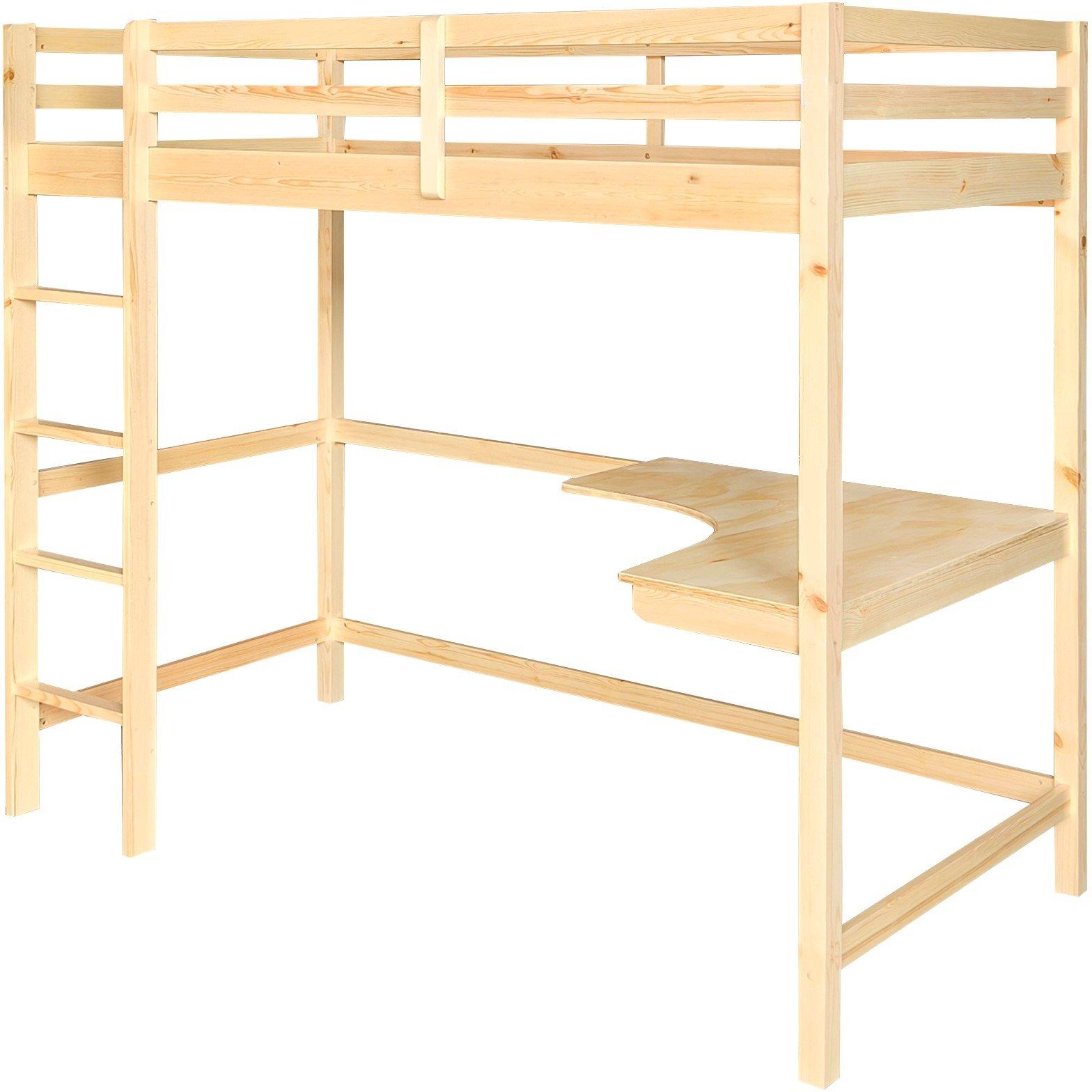 Pine - Comfy Living - 3ft Single High Sleeper Bed Frame - 3