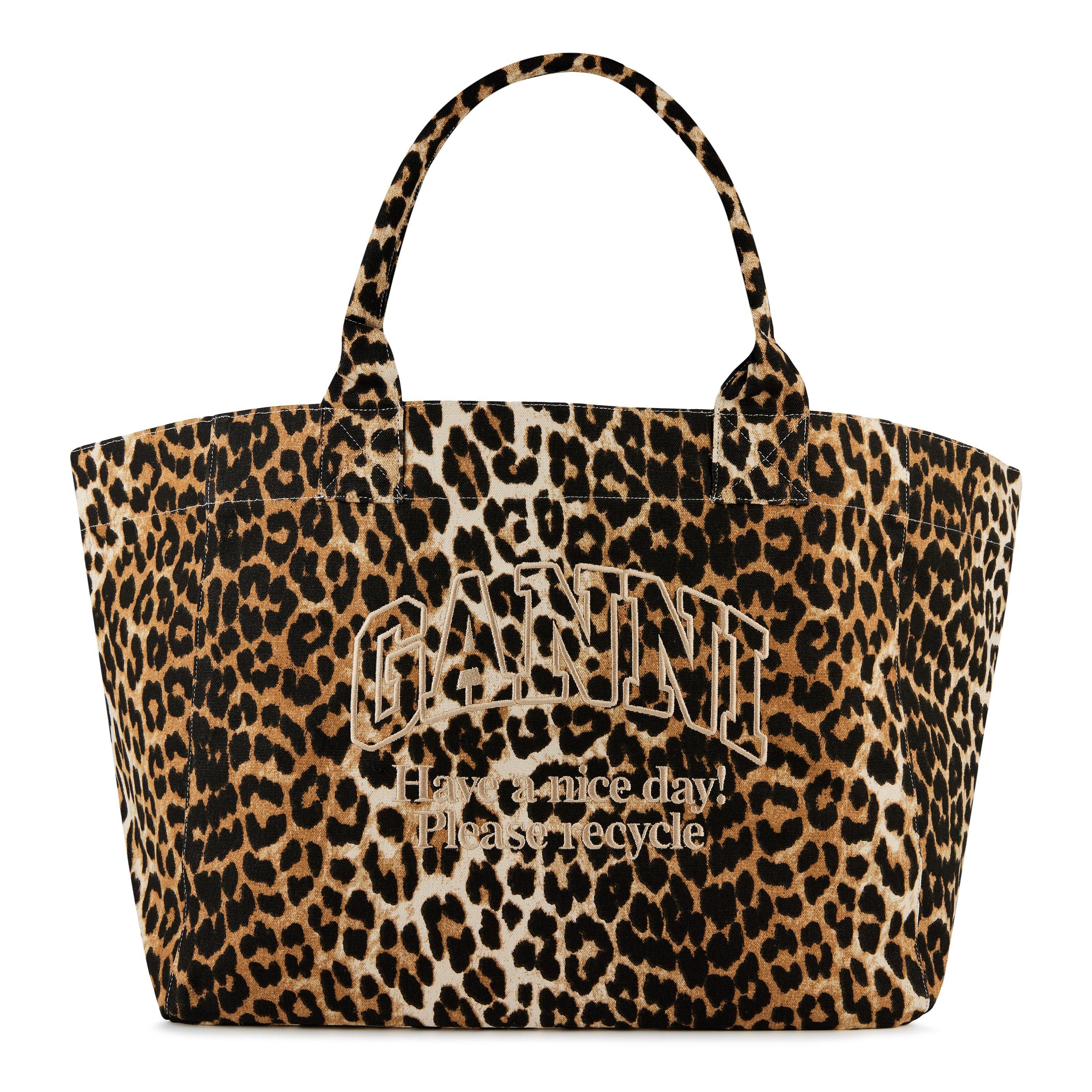 Leopard - Ganni - Women's XXL Logo Tote Bag - 1
