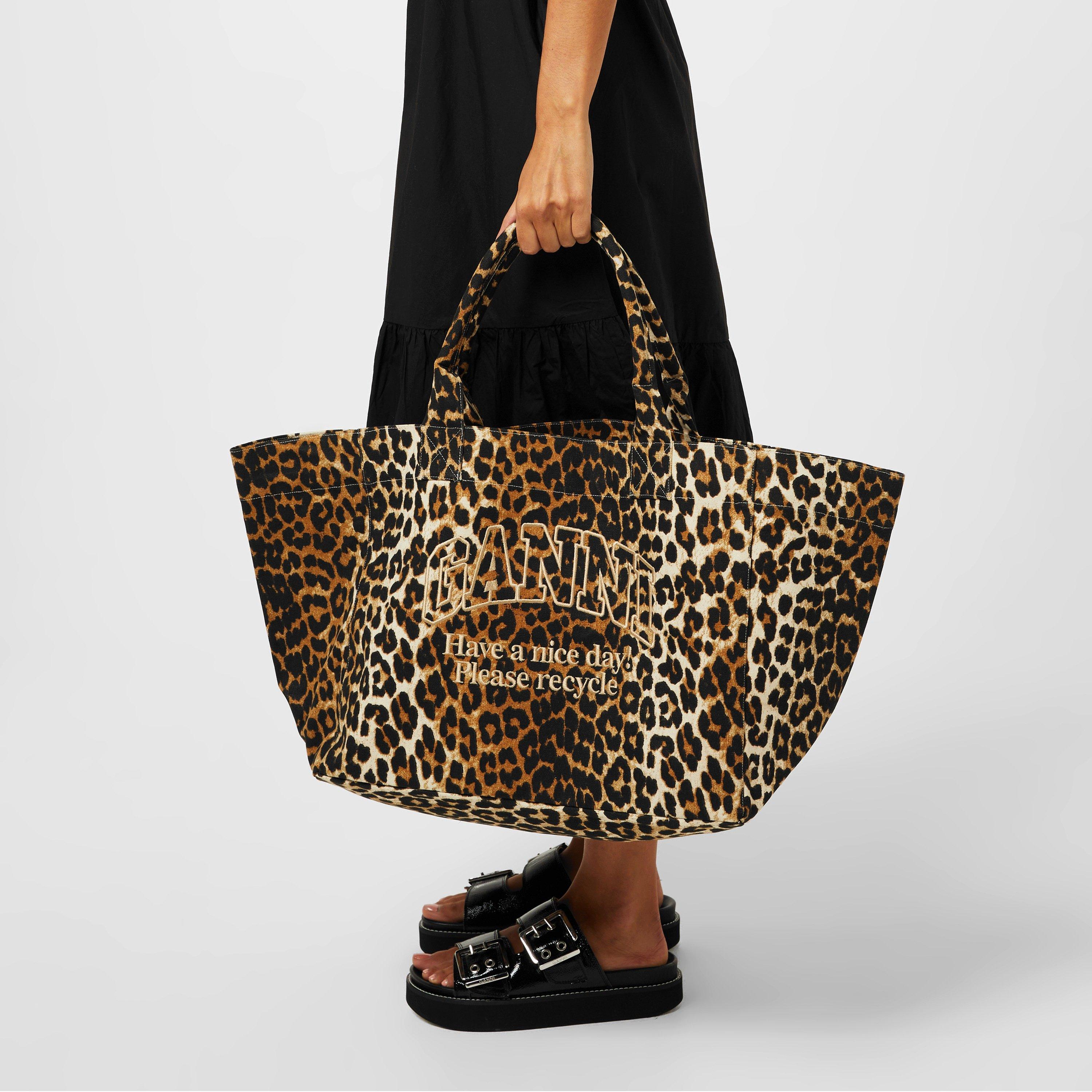 Leopard - Ganni - Women's XXL Logo Tote Bag - 2
