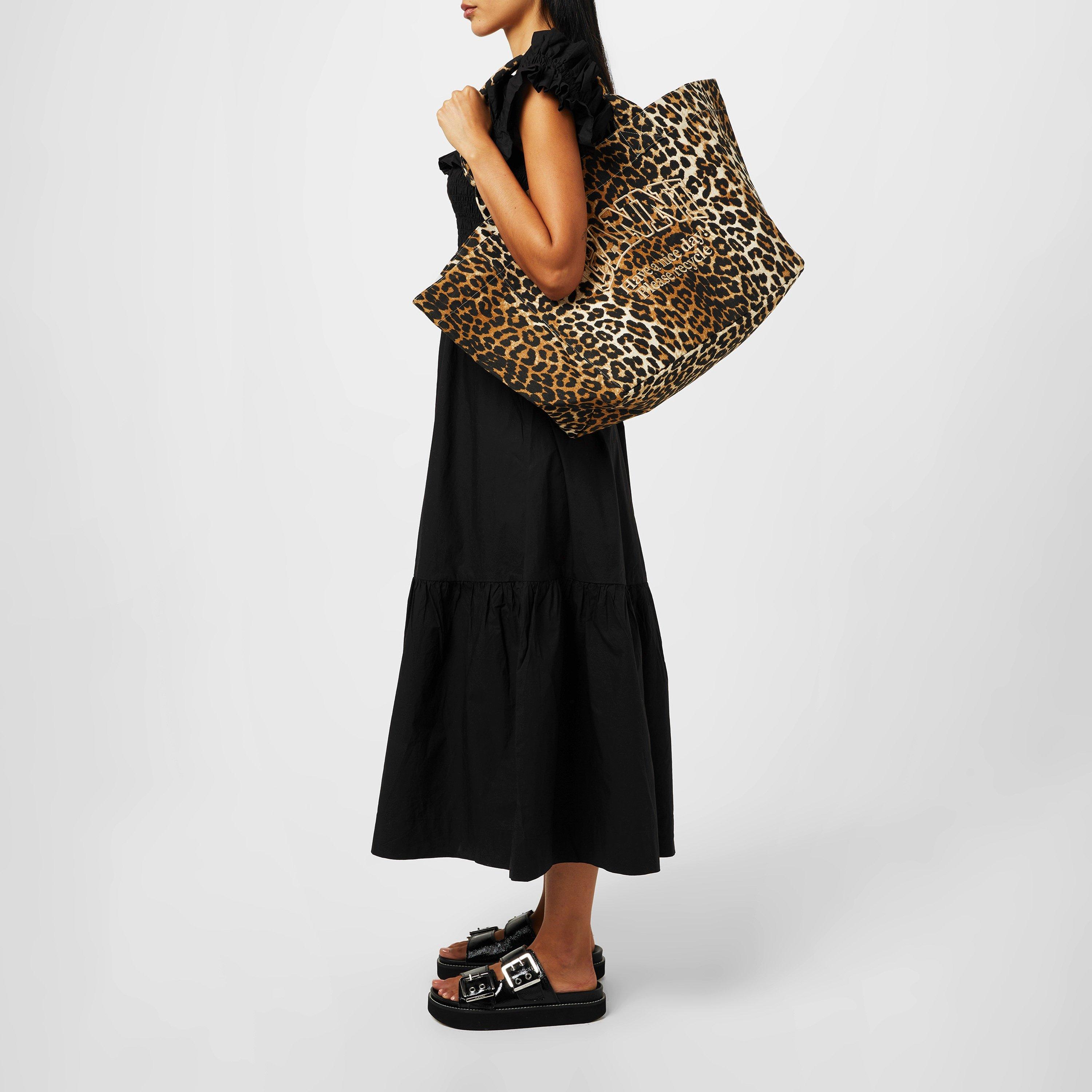Leopard - Ganni - Women's XXL Logo Tote Bag - 5