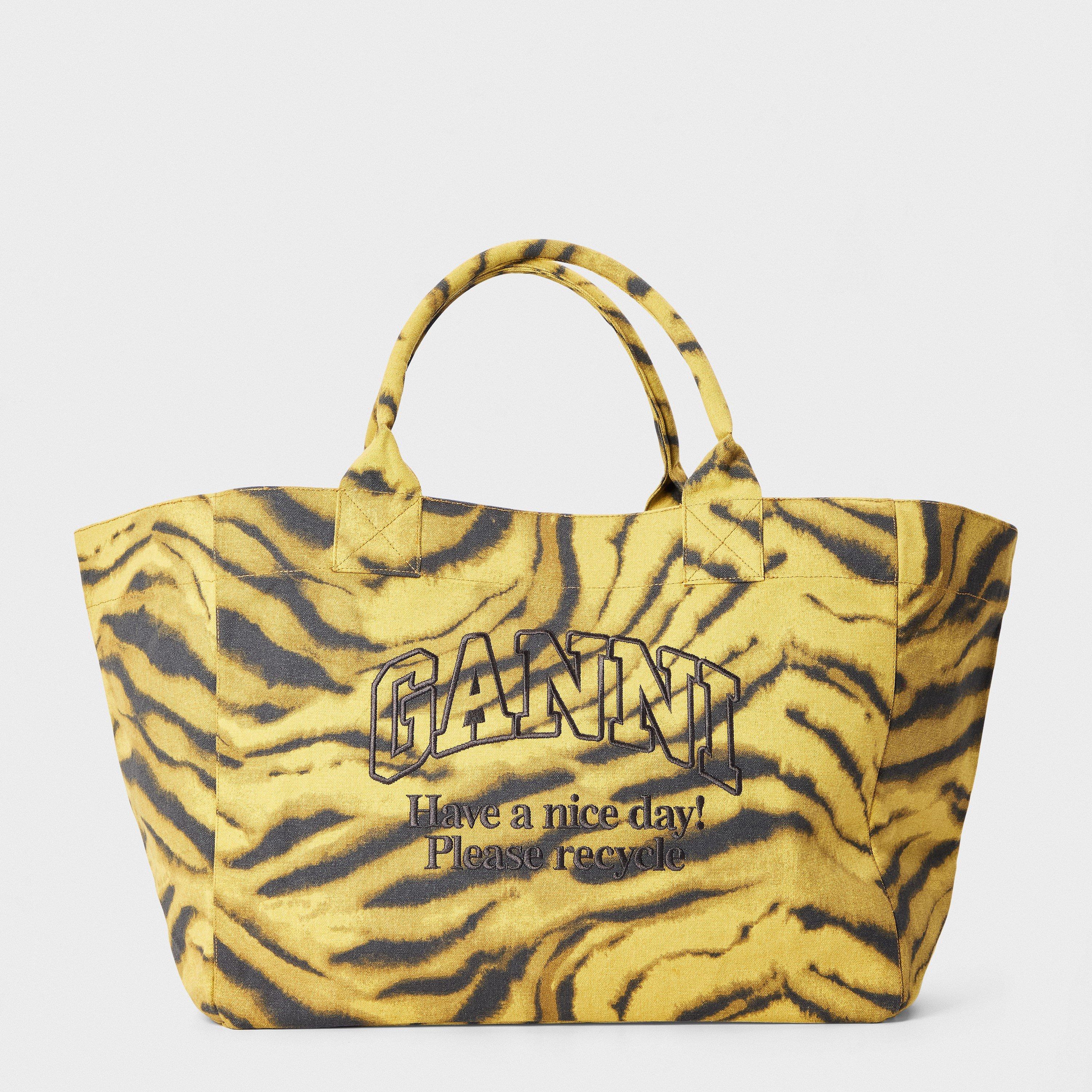 Ganni Women's XXL Logo Tote Bag - Khaki Tiger