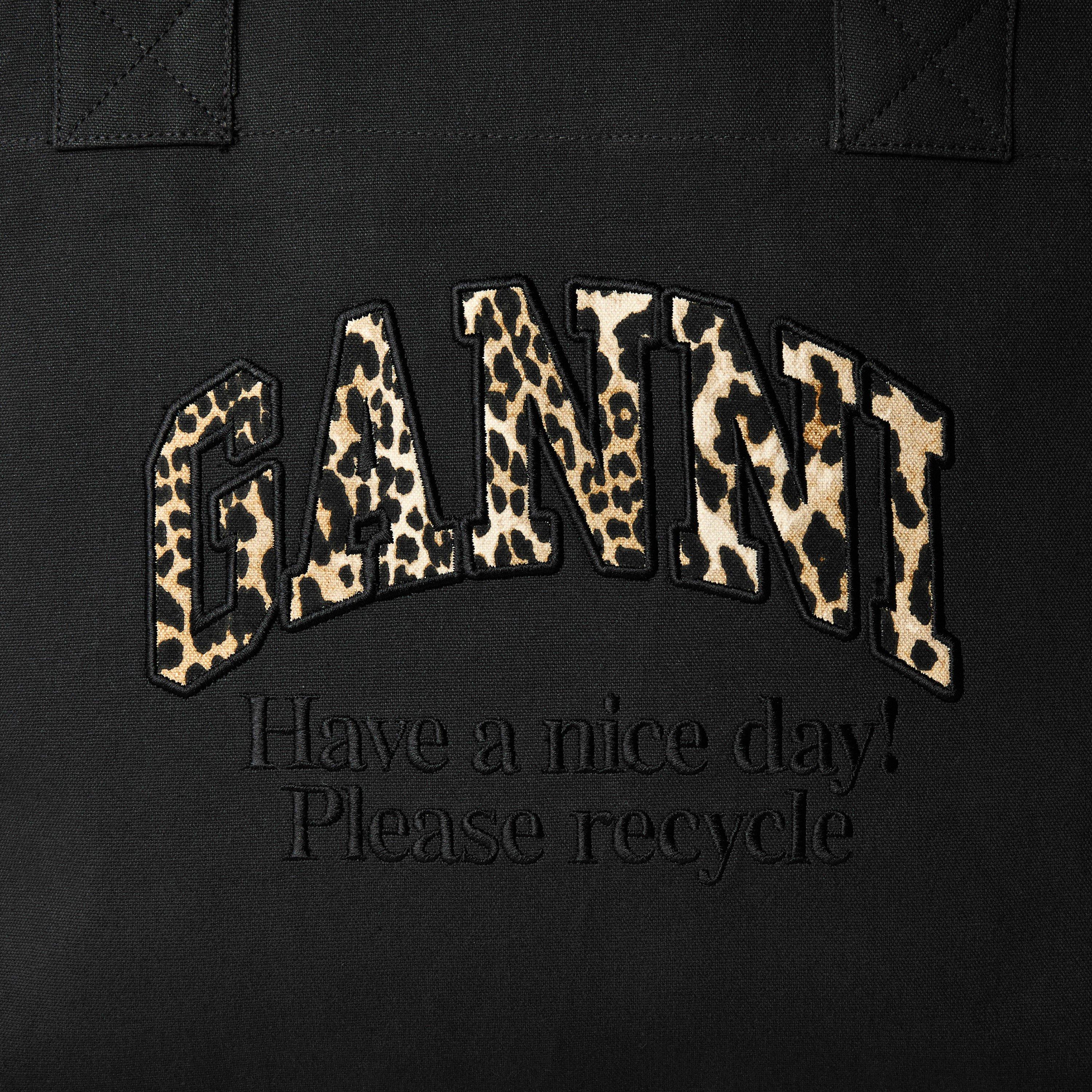 Blk/Leopard - Ganni - Women's XXL Logo Tote Bag - 3